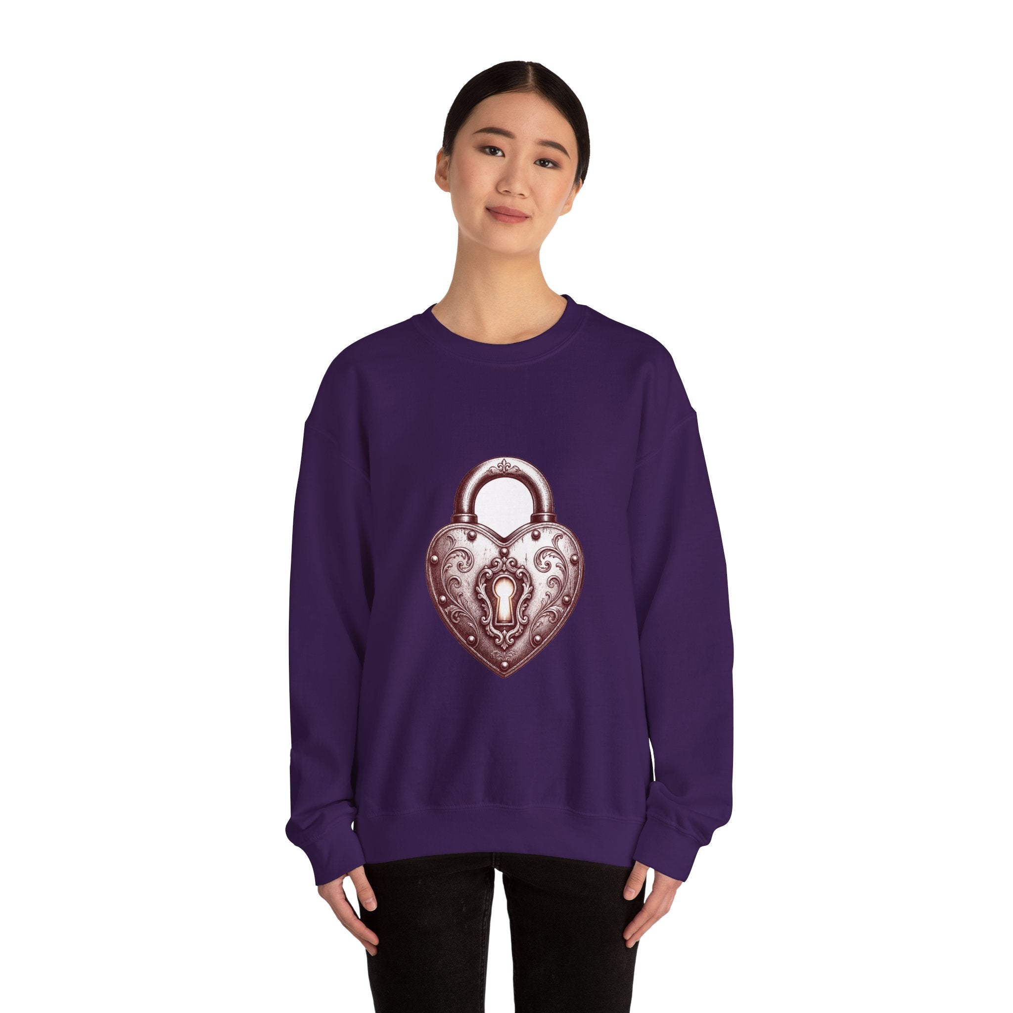 Matching Couple Sweatshirt - Key & Lock Matching Couple Premium Fleece Sweatshirt Hand-Drawn Art His Hers Anniversary Gift - Design B