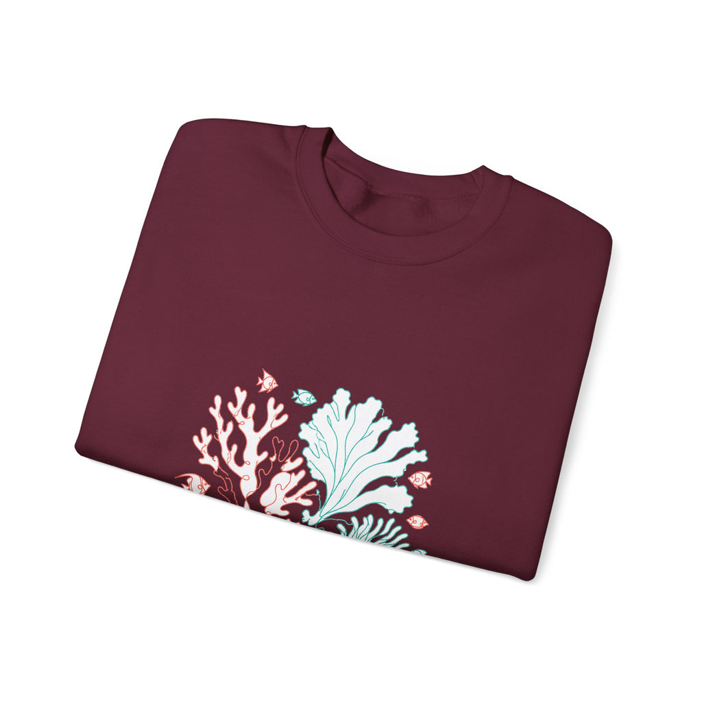 Matching Couple Sweatshirt - Coral Reef & Deep Sea Matching Couple Crewneck Sweatshirt Minimalist Art His Hers Valentine Gift - Design A