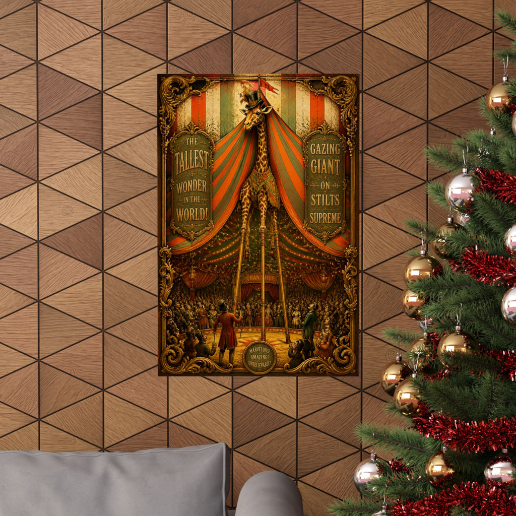 Giraffe on Stilts Wall Art Poster 24×36 Baroque Studio Decor Maximalist Print