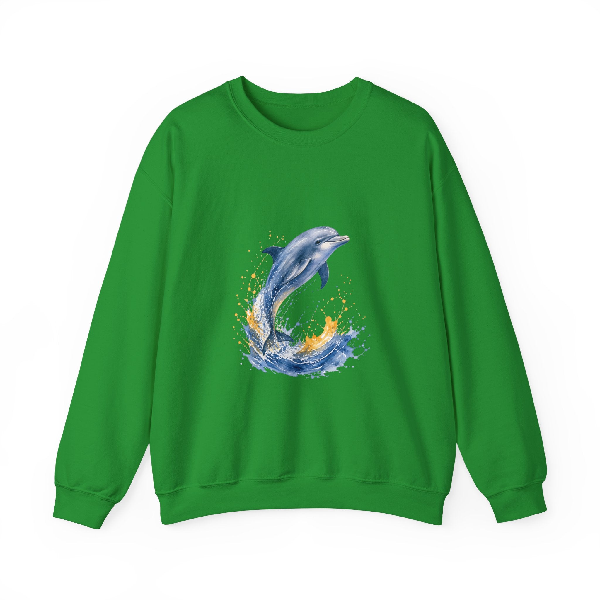 Matching Couple Sweatshirt - Shark & Dolphin Matching Couple Crewneck Sweatshirt Watercolor Art His Hers Engagement Gift - Design B