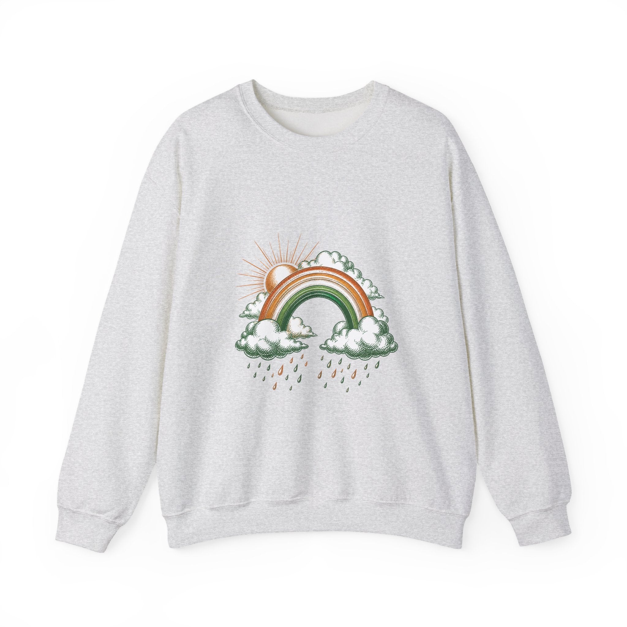 Matching Couple Sweatshirt - Storm & Rainbow Matching Couple Premium Fleece Sweatshirt Hand-Drawn Art His Hers Anniversary Gift - Design B