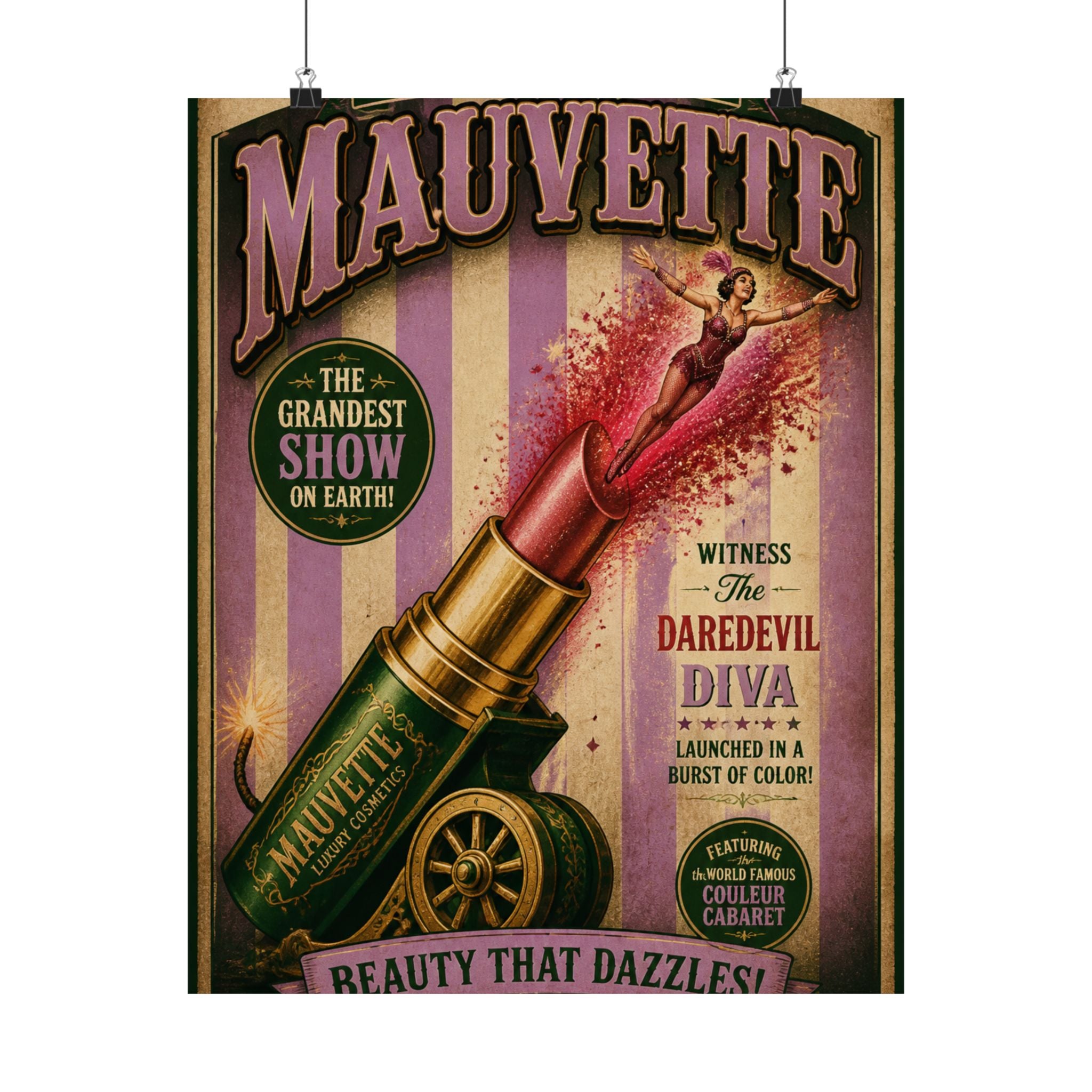 Lipstick Cannon Wall Art Poster 18×24 Vintage Circus Kitchen Decor Maximalist Print