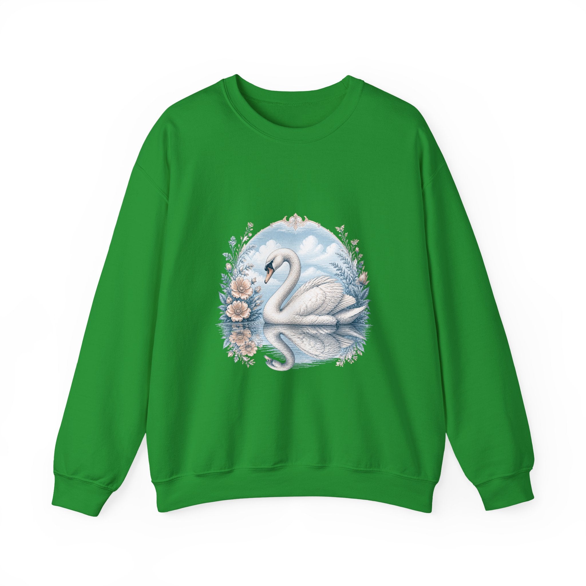 Matching Couple Sweatshirt - Raven & Swan Matching Couple Crewneck Sweatshirt Vintage Art His Hers Wedding Gift - Design B