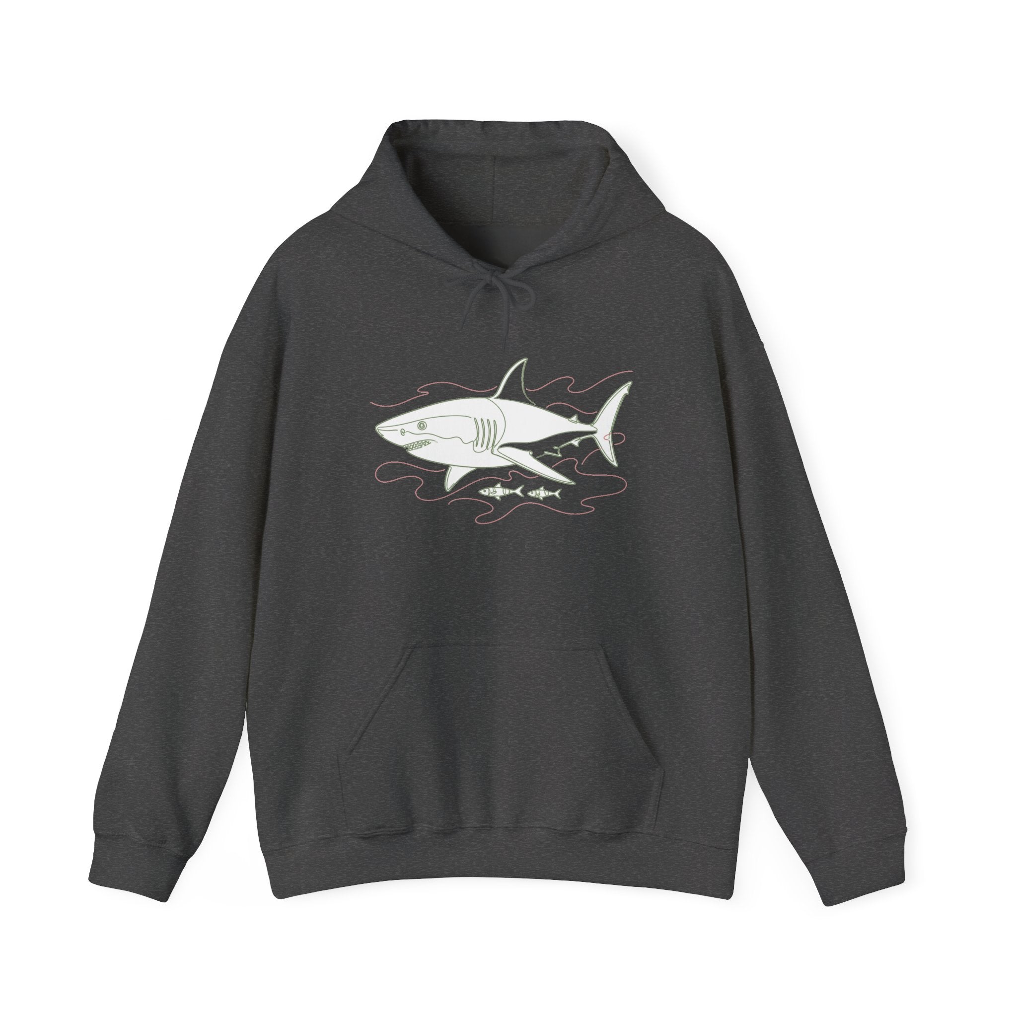 Matching Couple Sweatshirt - Shark & Dolphin Matching Couple Hooded Sweatshirt Minimalist Art His Hers Valentine Gift - Design A