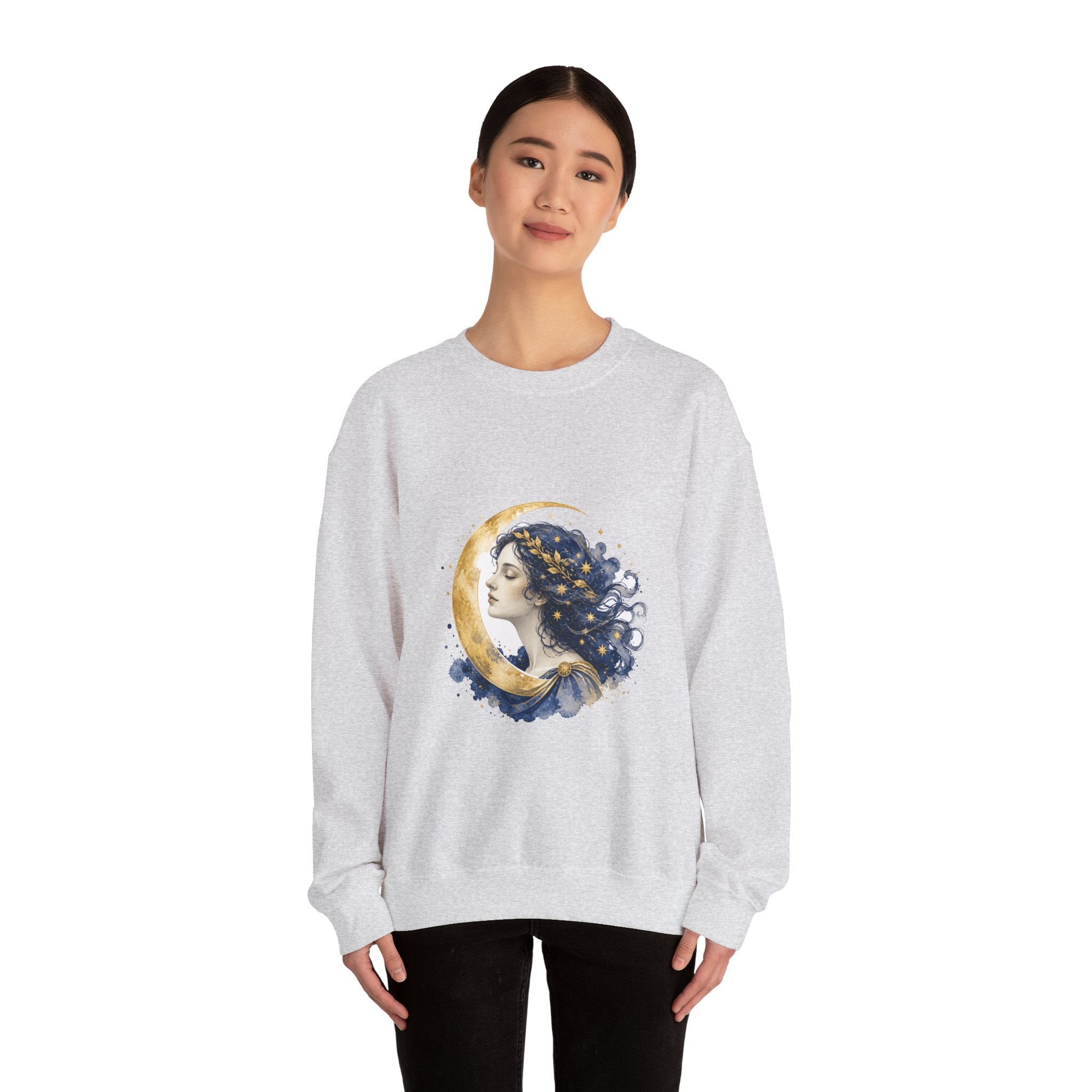 Matching Couple Sweatshirt - Helios & Selene Matching Couple Comfort Colors Crew Watercolor Art His Hers Birthday Gift - Design B
