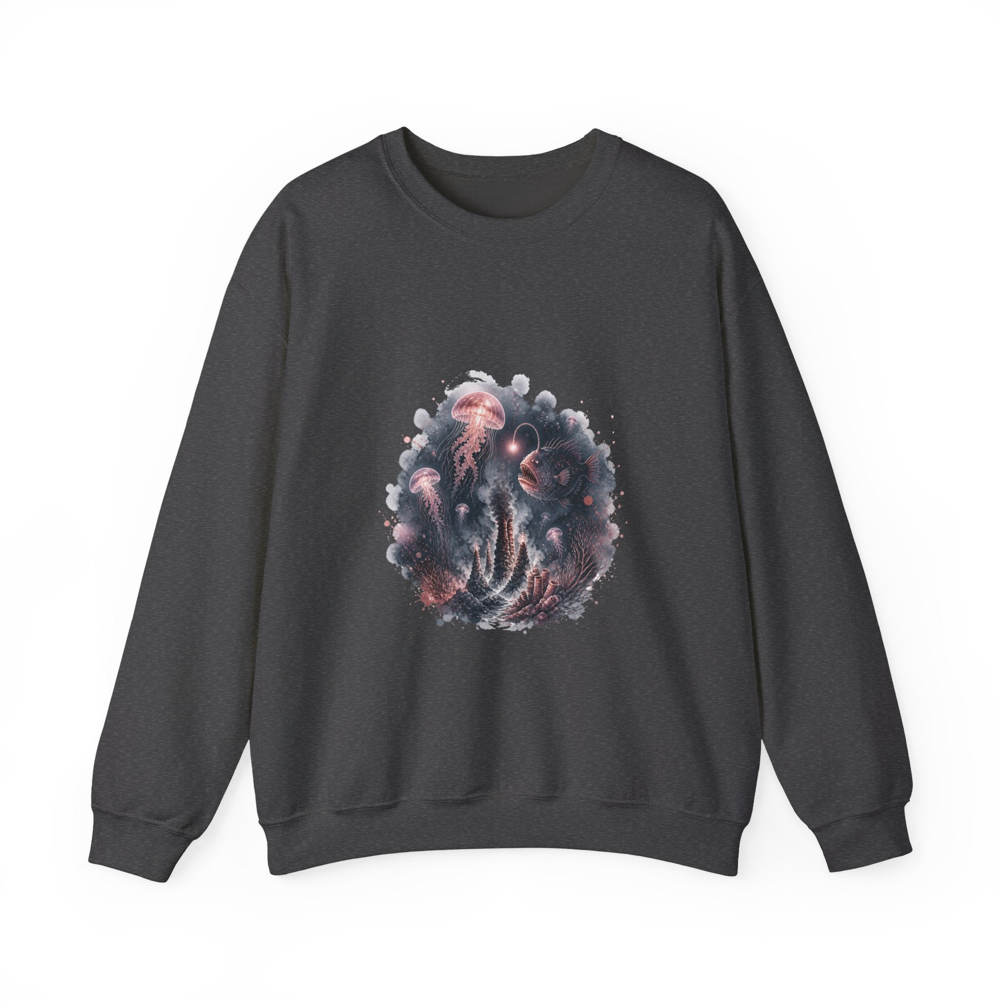 Matching Couple Sweatshirt - Coral Reef & Deep Sea Matching Couple Comfort Colors Crew Watercolor Art His Hers Birthday Gift - Design B