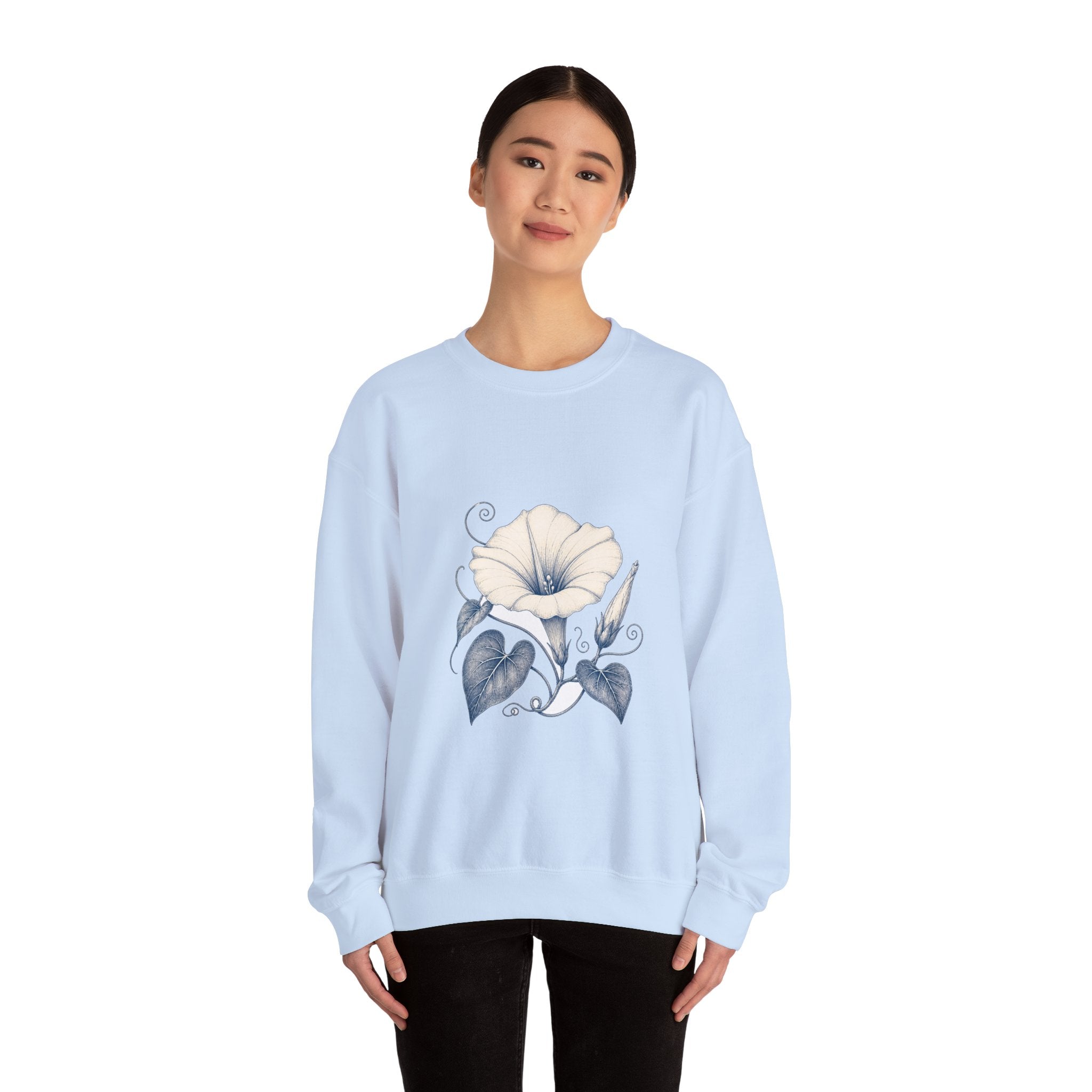 Matching Couple Sweatshirt - Sunflower & Moonflower Matching Couple Comfort Colors Crew Hand-Drawn Art His Hers Anniversary Gift - Design B