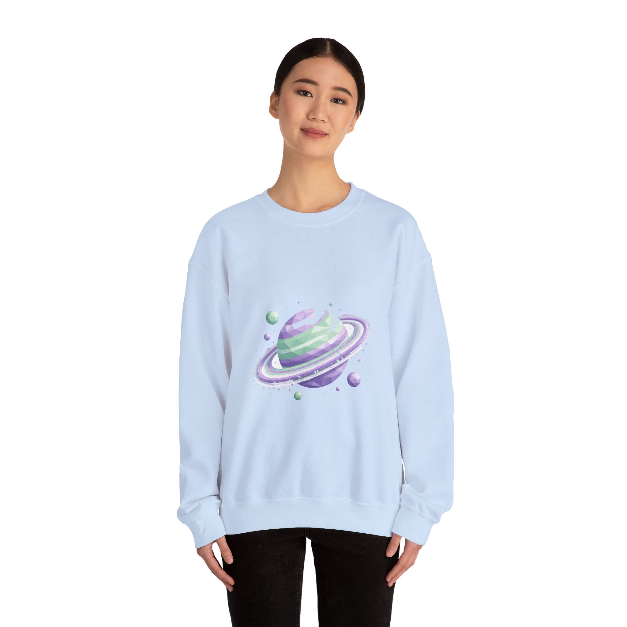 Matching Couple Sweatshirt - Astronaut & Planet Matching Couple Crewneck Sweatshirt Geometric Art His Hers Couple Gift - Design B