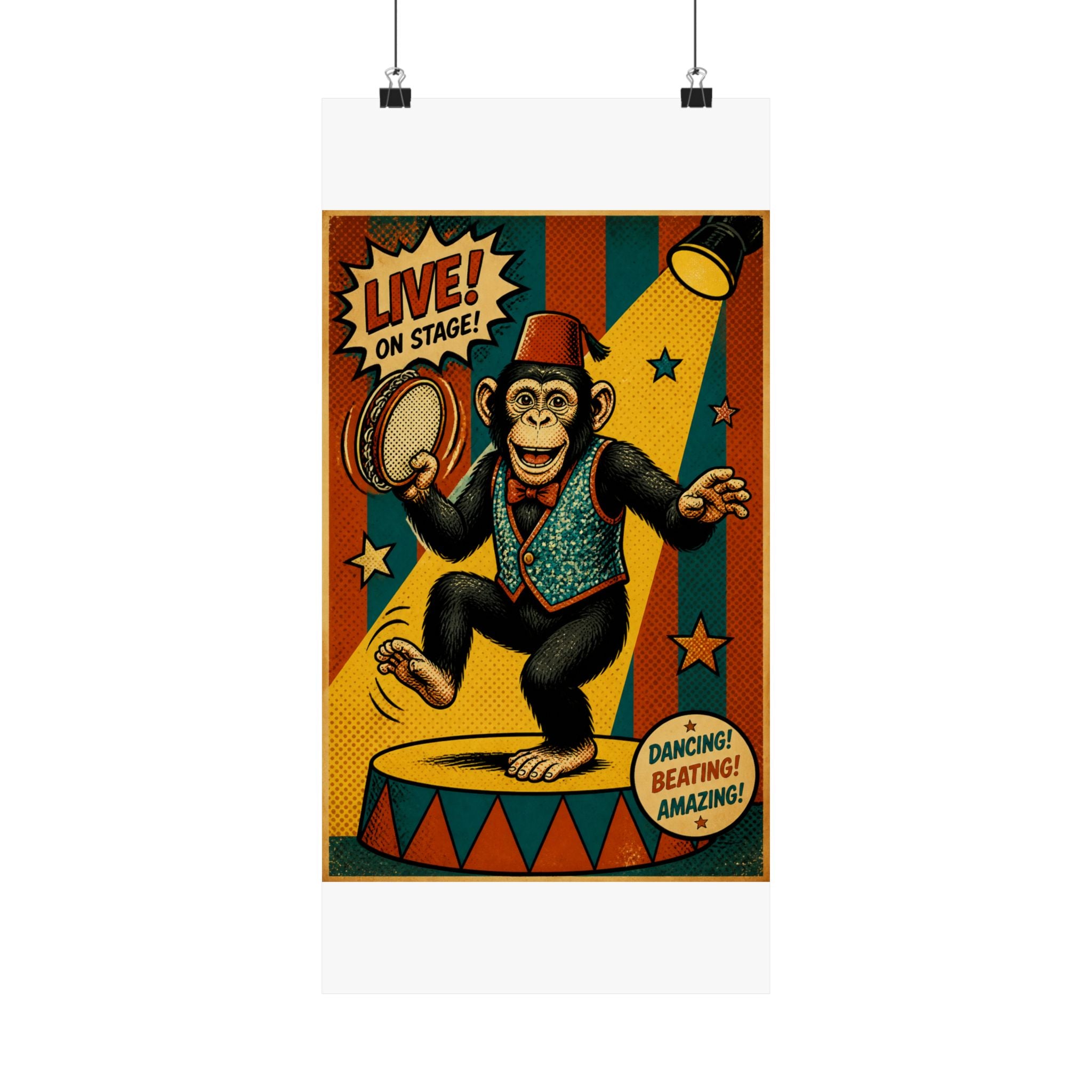 Dancing Monkey Wall Art Poster 24×36 Pop Art Restaurant Decor Maximalist Print