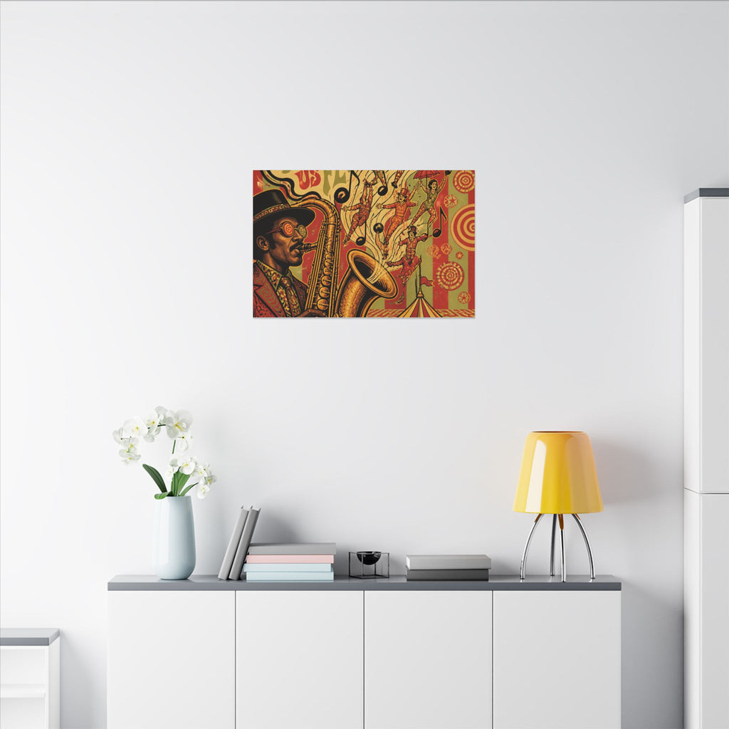 Saxophone Music Circus Wall Art Canvas 24×36 Psychedelic Dining Room Decor Maximalist Print