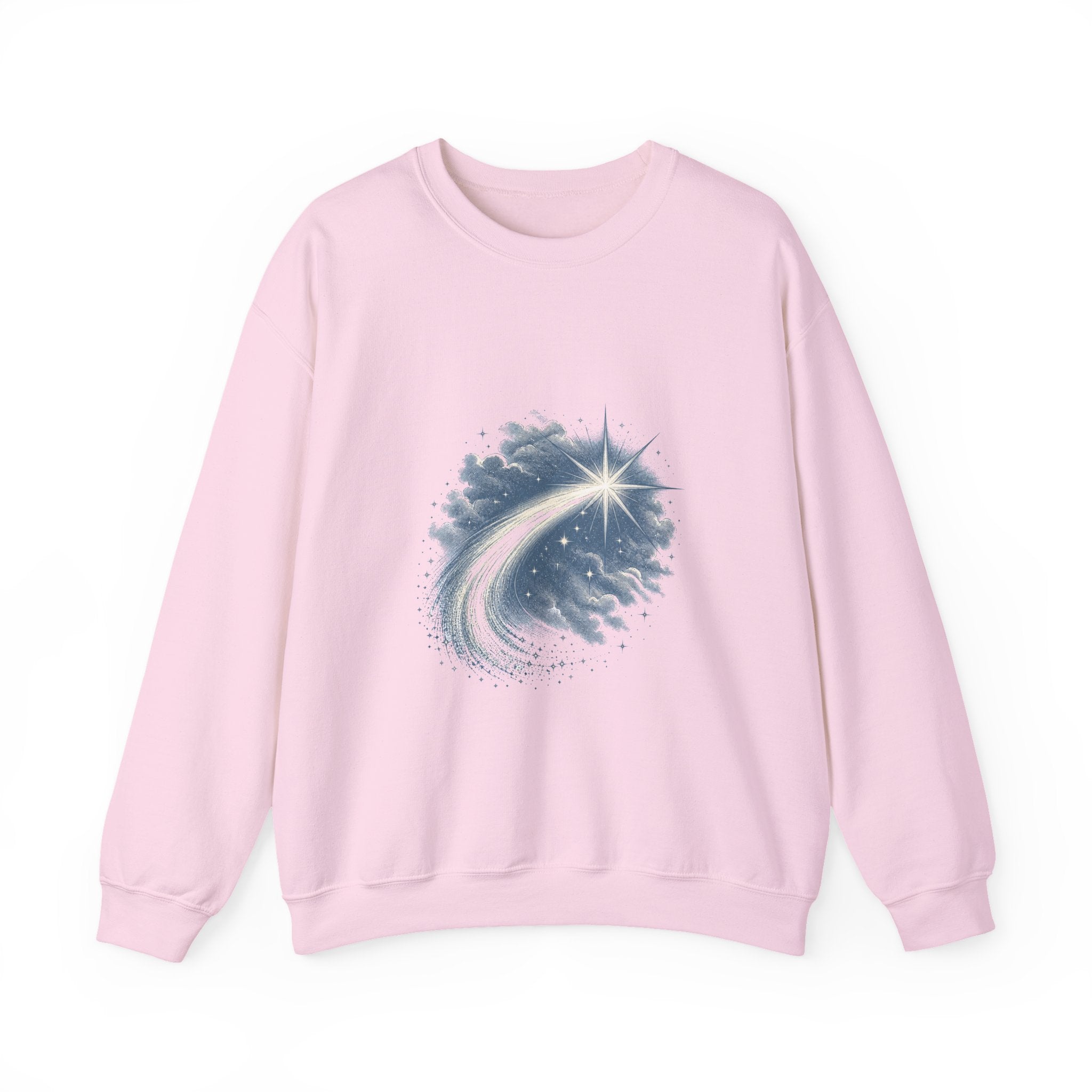 Matching Couple Sweatshirt - Shooting Star & North Star Matching Couple Crewneck Sweatshirt Vintage Art His Hers Wedding Gift - Design A