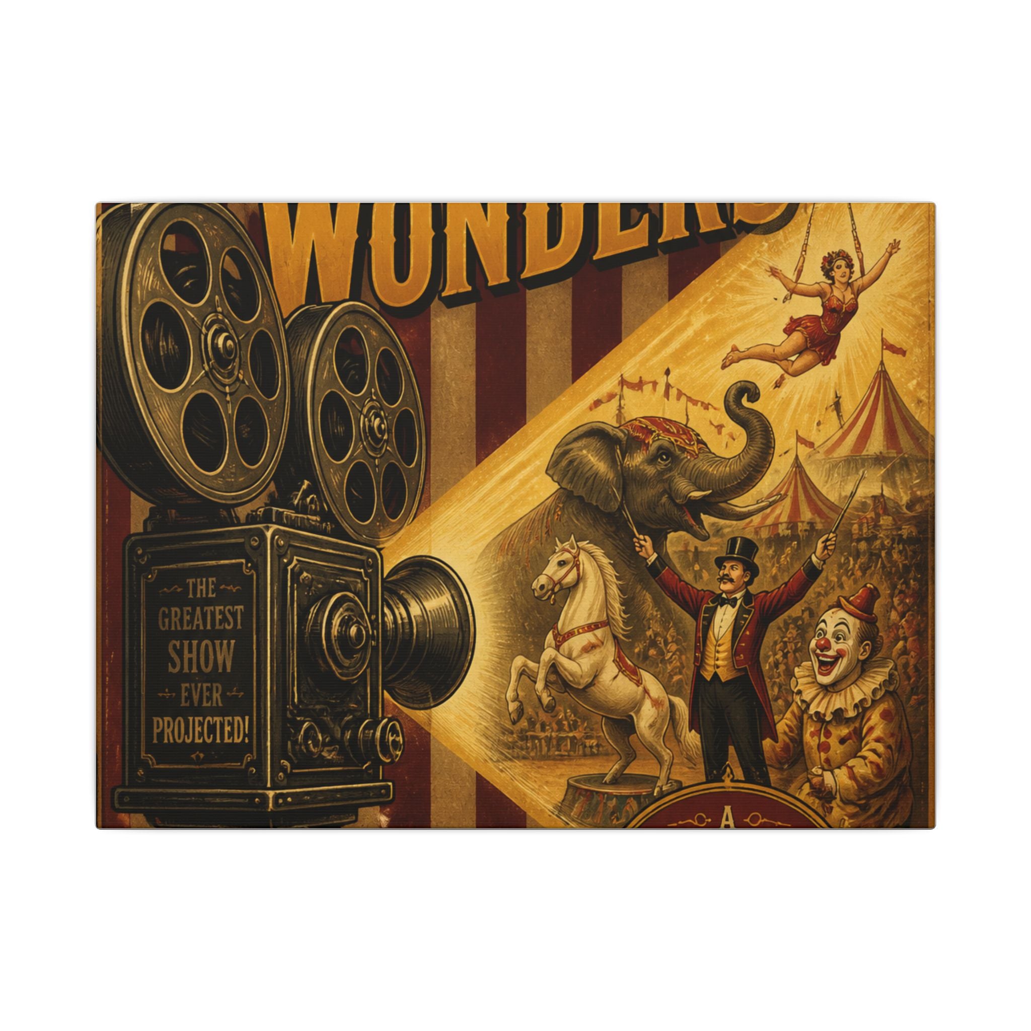Film Camera Projector Show Wall Art Canvas 24×36 Vintage Circus Bedroom Decor Maximalist Print