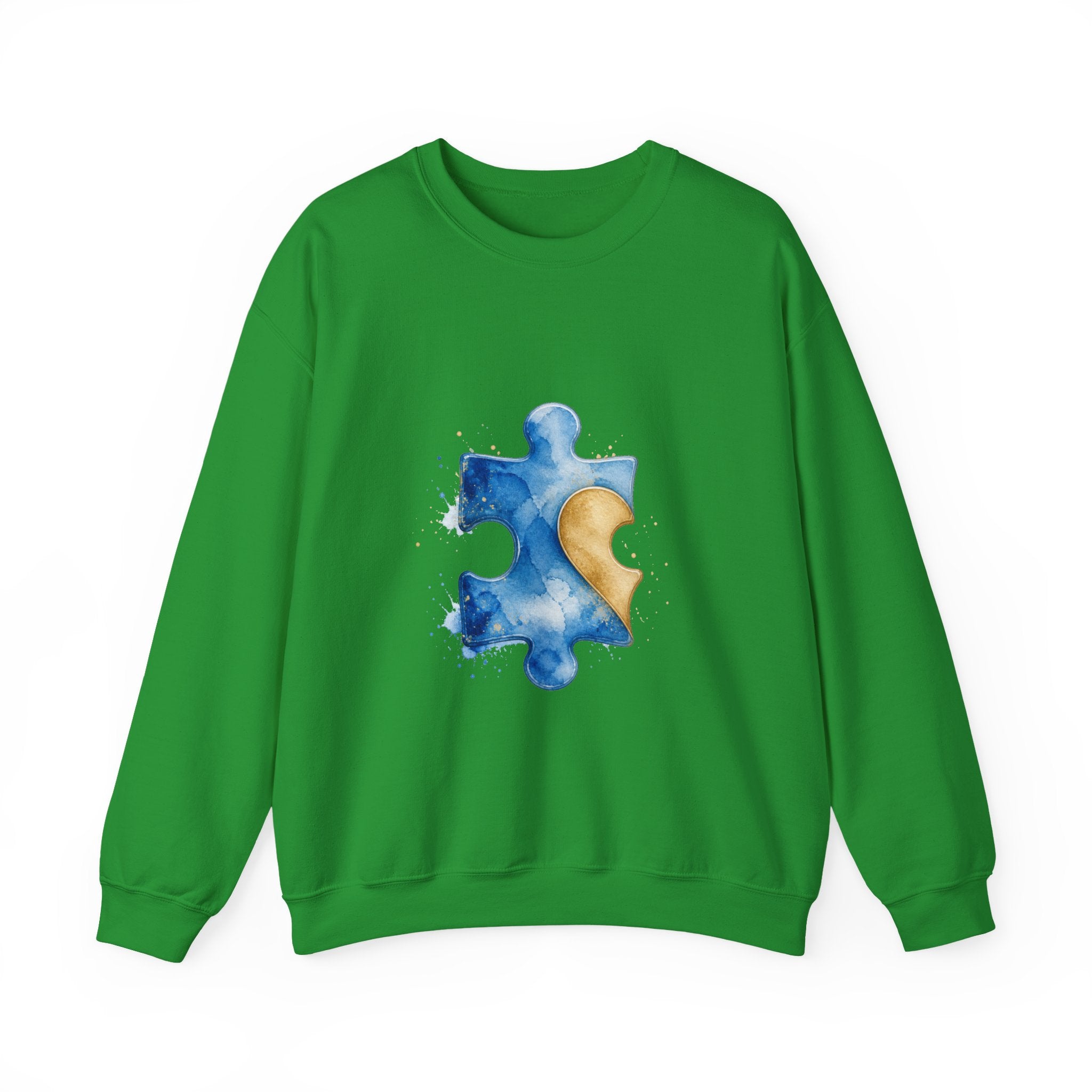 Matching Couple Sweatshirt - Puzzle Pieces Matching Couple Crewneck Sweatshirt Watercolor Art His Hers Engagement Gift - Design A