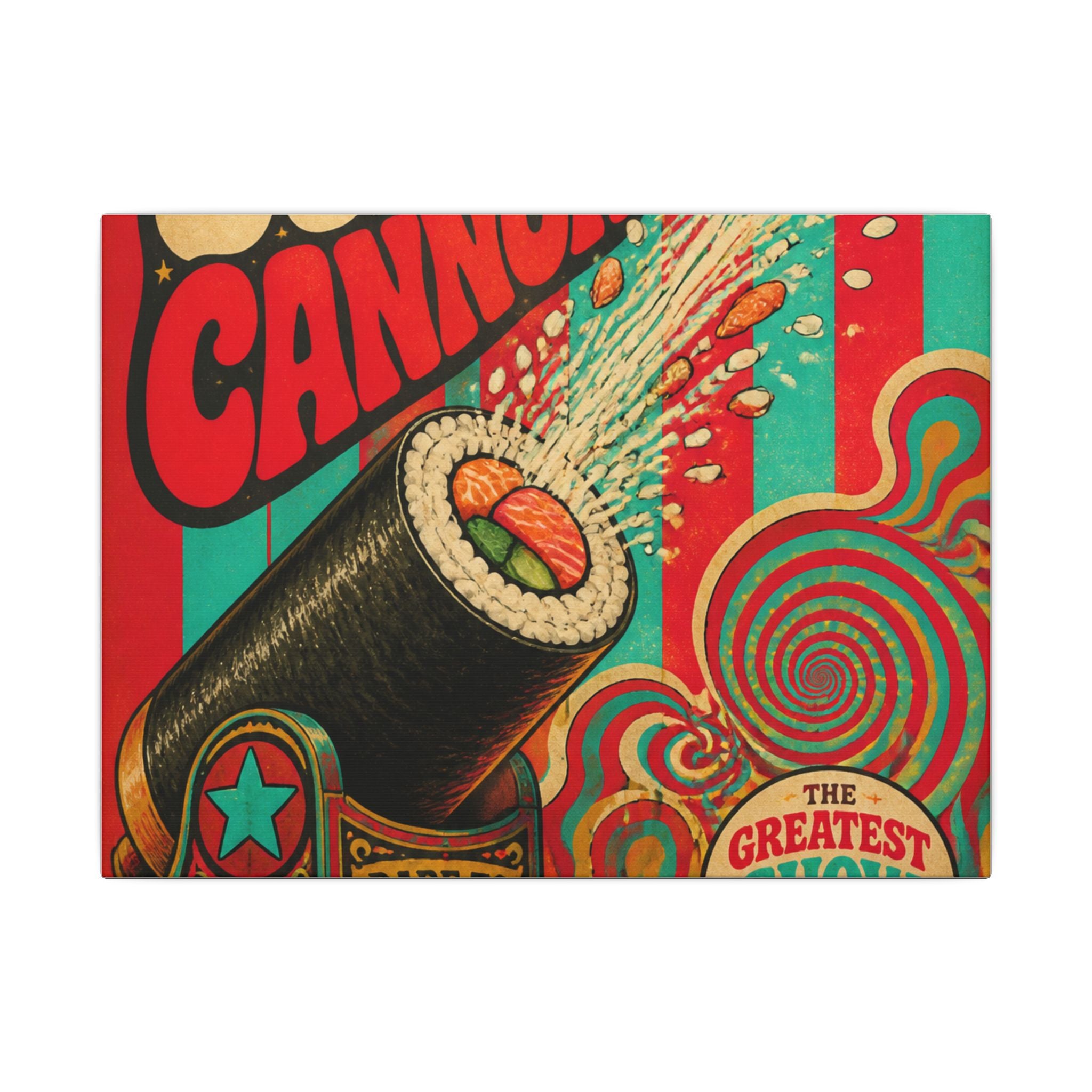 Sushi Roll Cannon Wall Art Canvas 16×20 Psychedelic Cafe Decor Maximalist Print