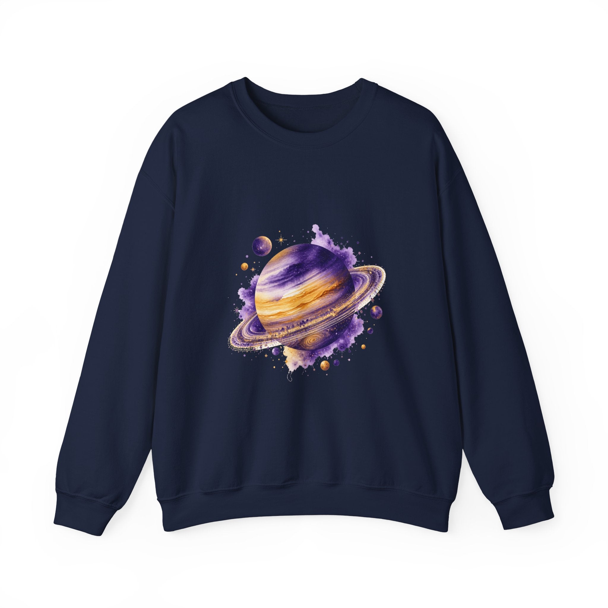 Matching Couple Sweatshirt - Astronaut & Planet Matching Couple Comfort Colors Crew Watercolor Art His Hers Birthday Gift - Design B
