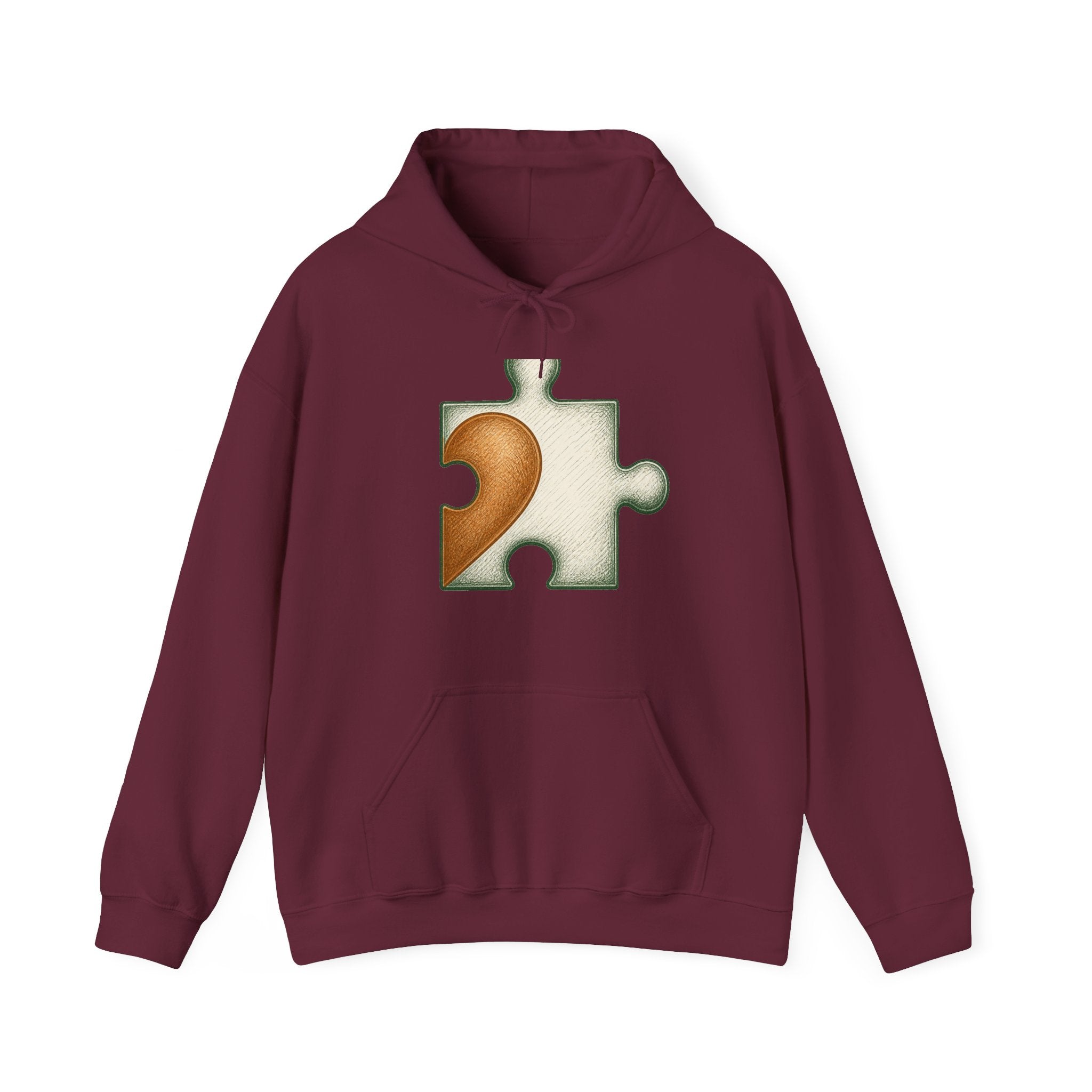 Matching Couple Sweatshirt - Puzzle Pieces Matching Couple Hooded Sweatshirt Hand-Drawn Art His Hers Best Friend Gift - Design B