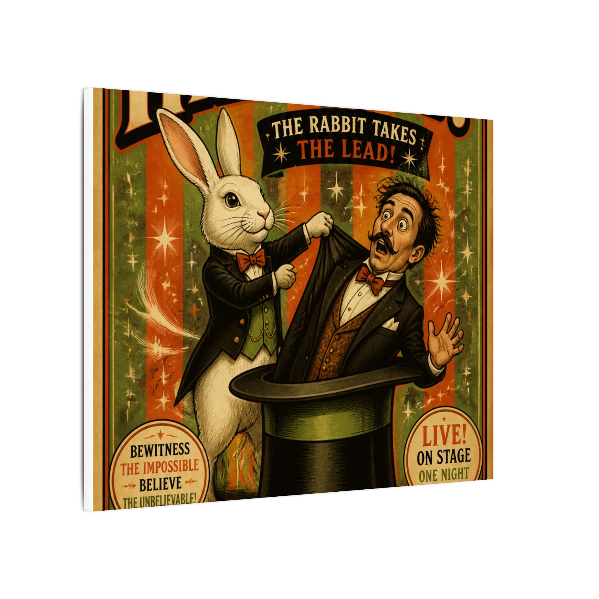 Magic Hat Rabbit Wall Art Canvas 16×20 Vintage Circus Kitchen Decor Maximalist Print