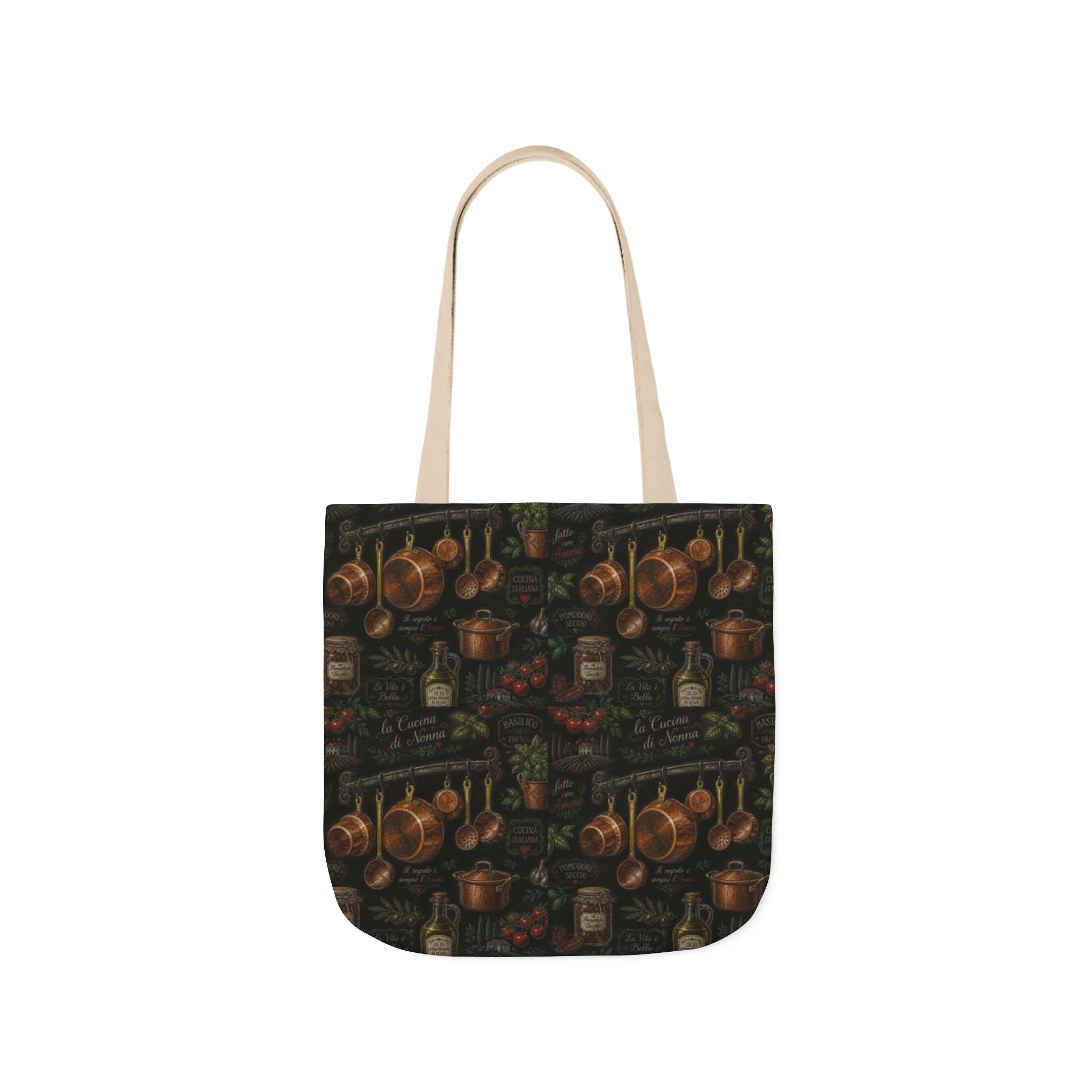 Copper Cookware Canvas Tote Bag Mediterranean Kitchen Chalk Art Design Italian Cottagecore Gift