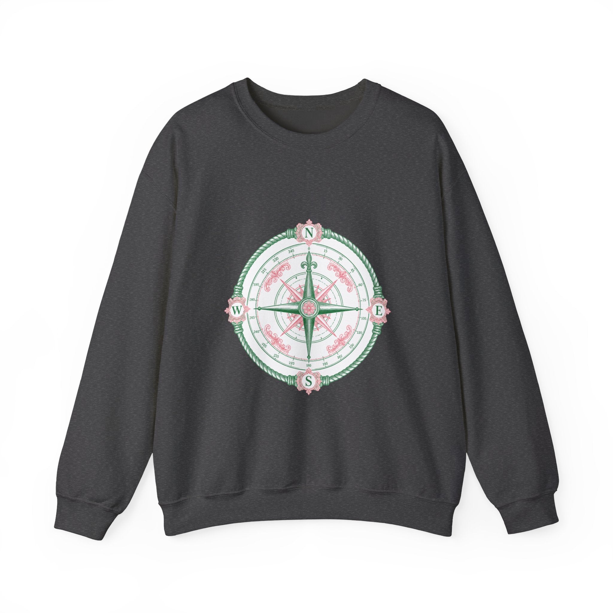 Matching Couple Sweatshirt - Compass North & South Matching Couple Premium Fleece Sweatshirt Vintage Art His Hers Honeymoon Gift - Design A