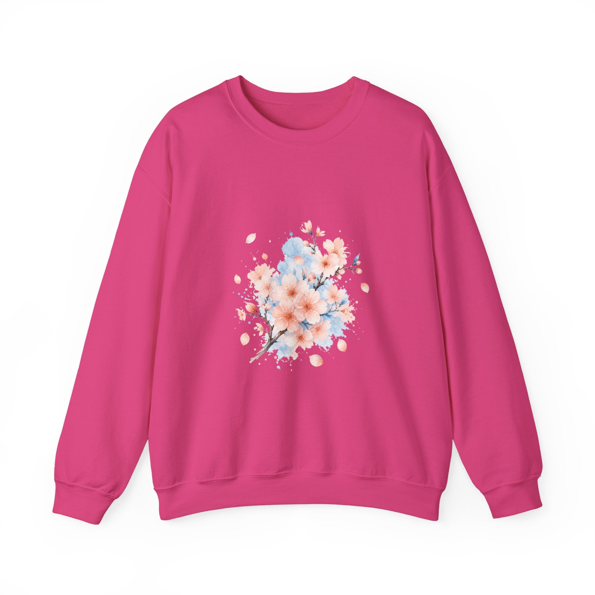 Matching Couple Sweatshirt - Cherry Blossom & Maple Leaf Matching Couple Premium Fleece Sweatshirt Watercolor Art His Hers Birthday Gift - Design A