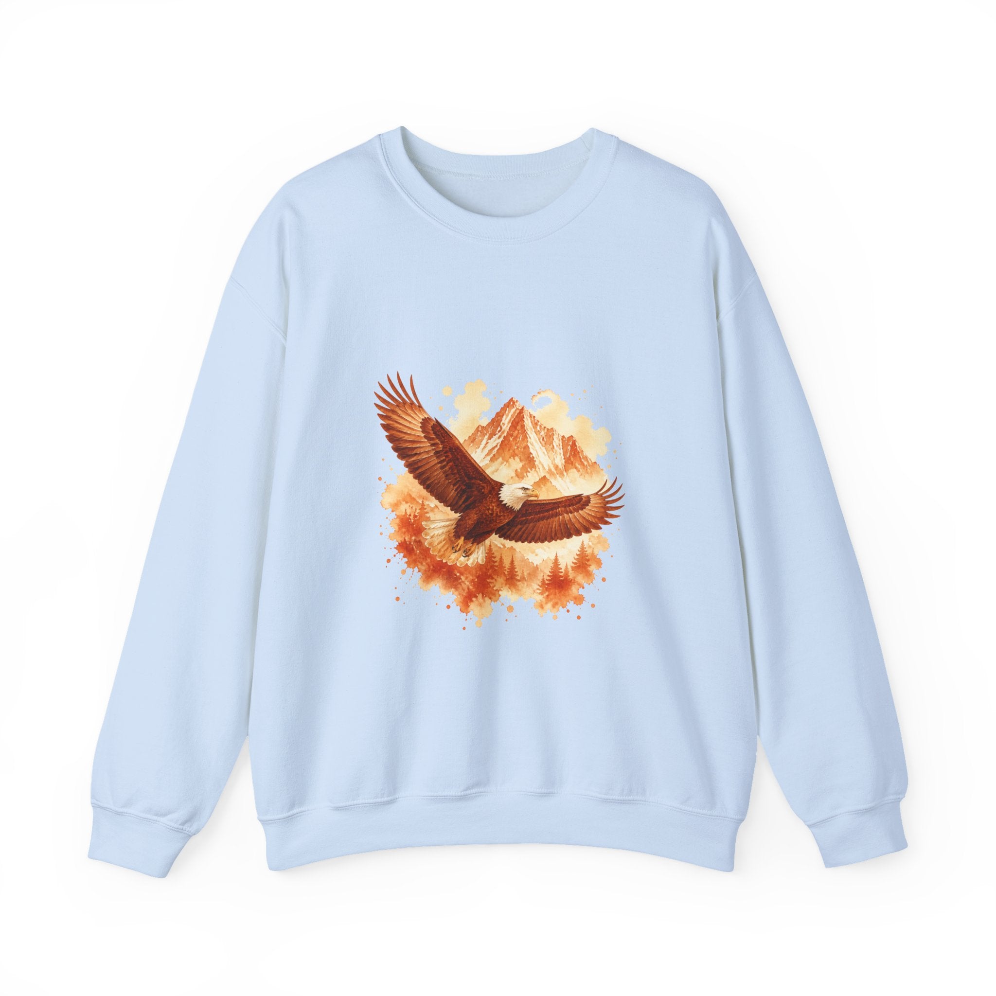 Matching Couple Sweatshirt - Eagle & Whale Matching Couple Premium Fleece Sweatshirt Watercolor Art His Hers Birthday Gift - Design A