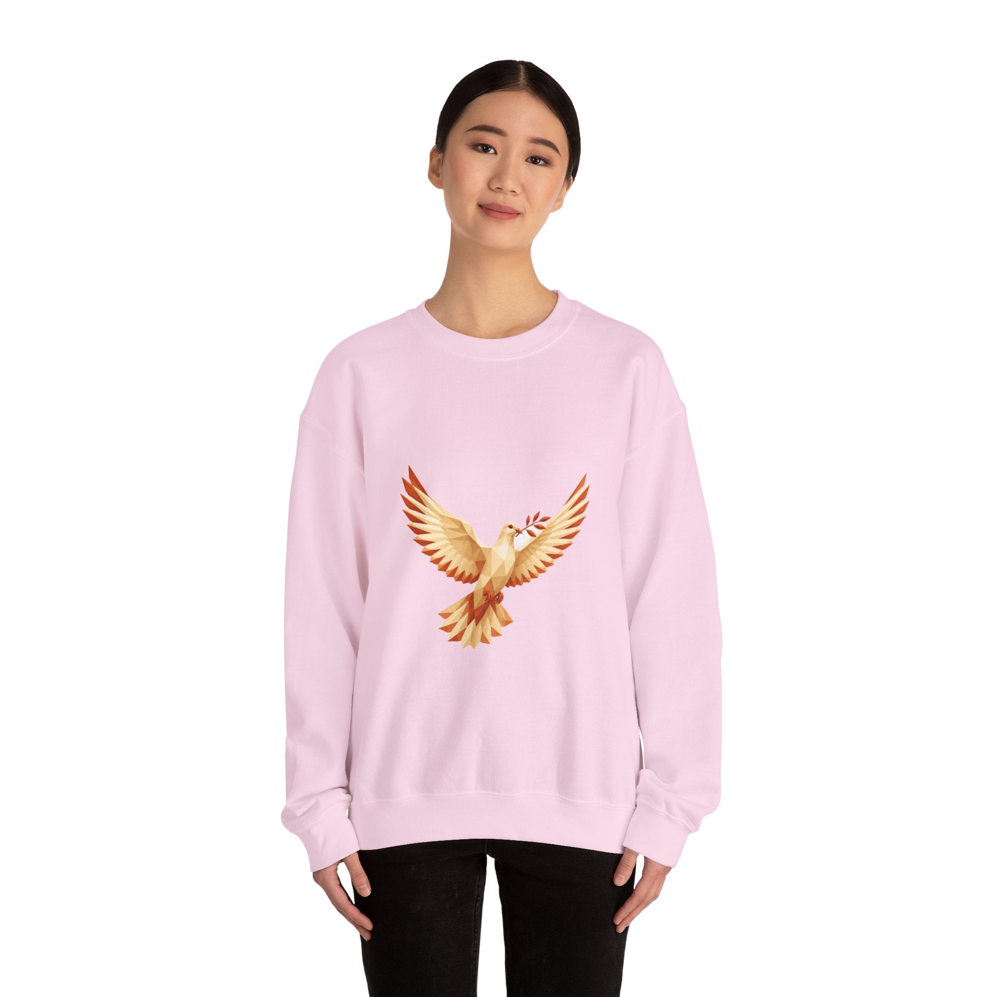 Matching Couple Sweatshirt - Wolf & Dove Matching Couple Crewneck Sweatshirt Geometric Art His Hers Couple Gift - Design B