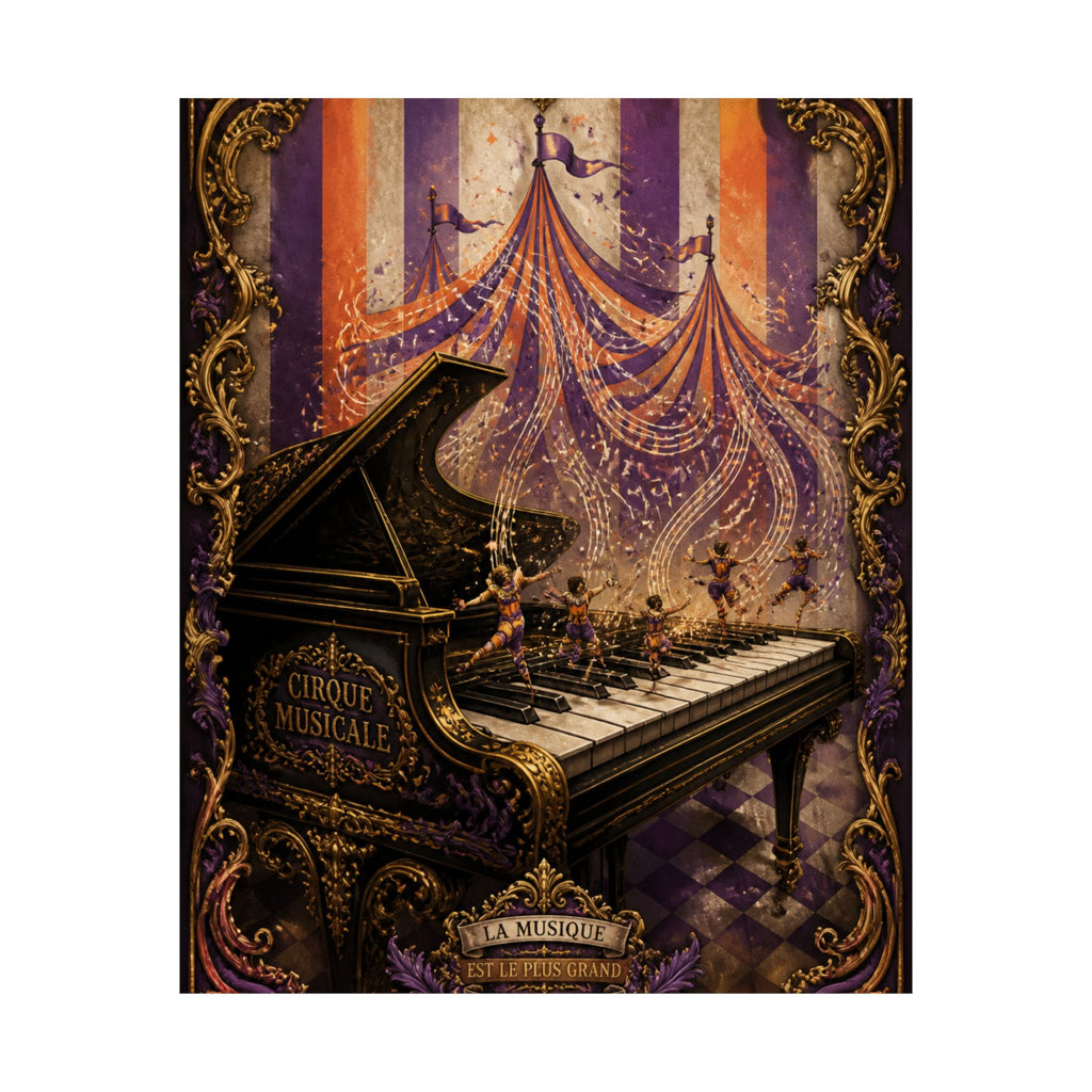 Grand Piano Acrobats Wall Art Poster 24×36 Baroque Studio Decor Maximalist Print