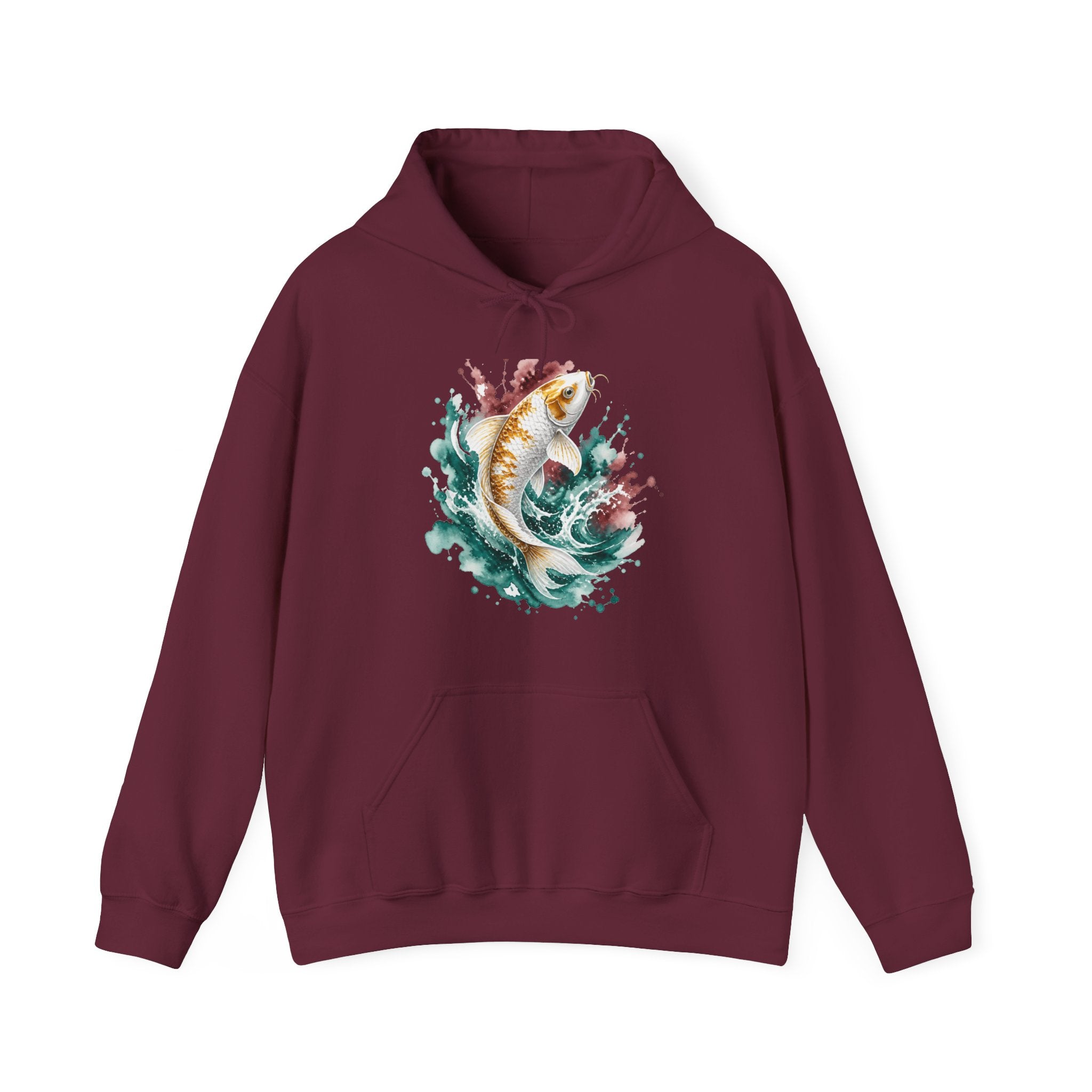 Matching Couple Sweatshirt - Koi Fish Yin Yang Matching Couple Hooded Sweatshirt Watercolor Art His Hers Engagement Gift - Design A