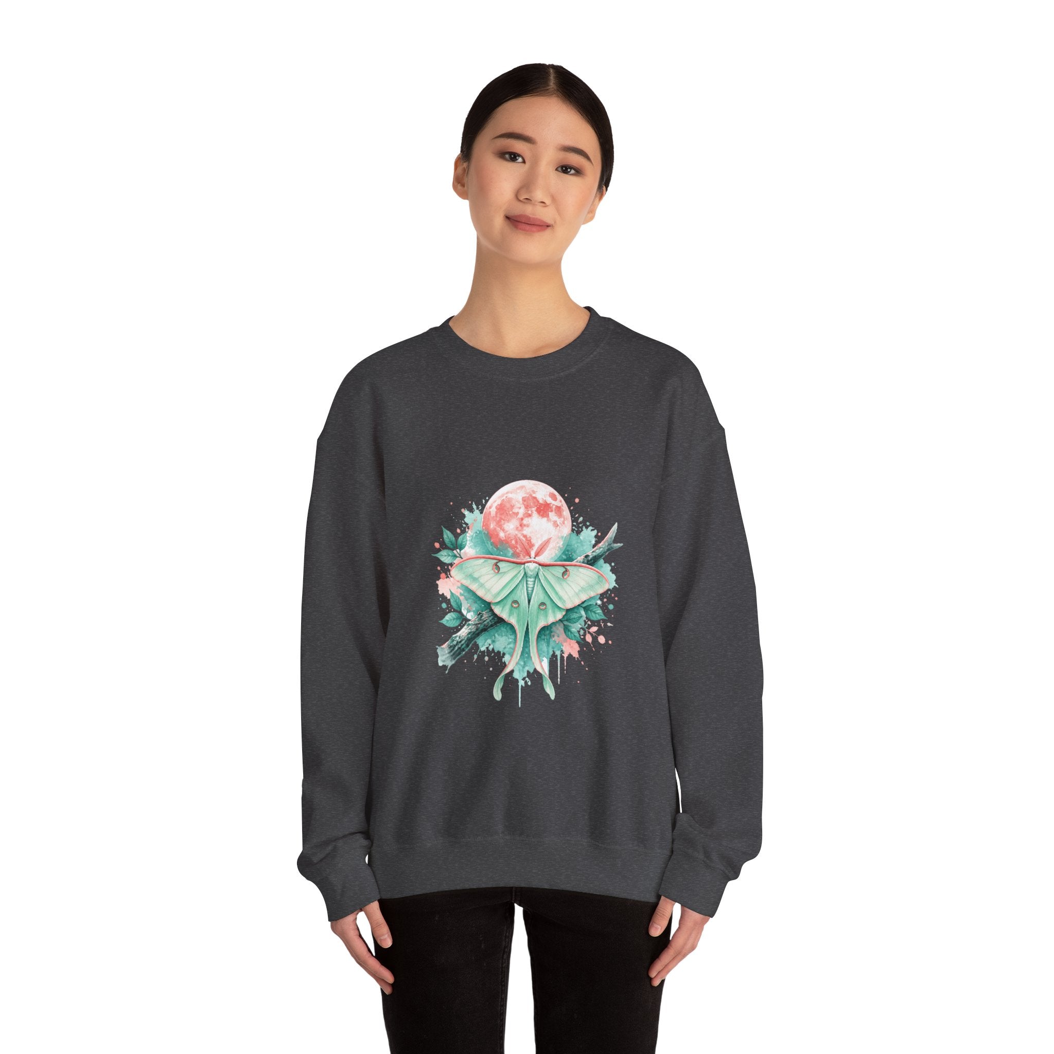 Matching Couple Sweatshirt - Butterfly & Moth Matching Couple Crewneck Sweatshirt Watercolor Art His Hers Engagement Gift - Design B