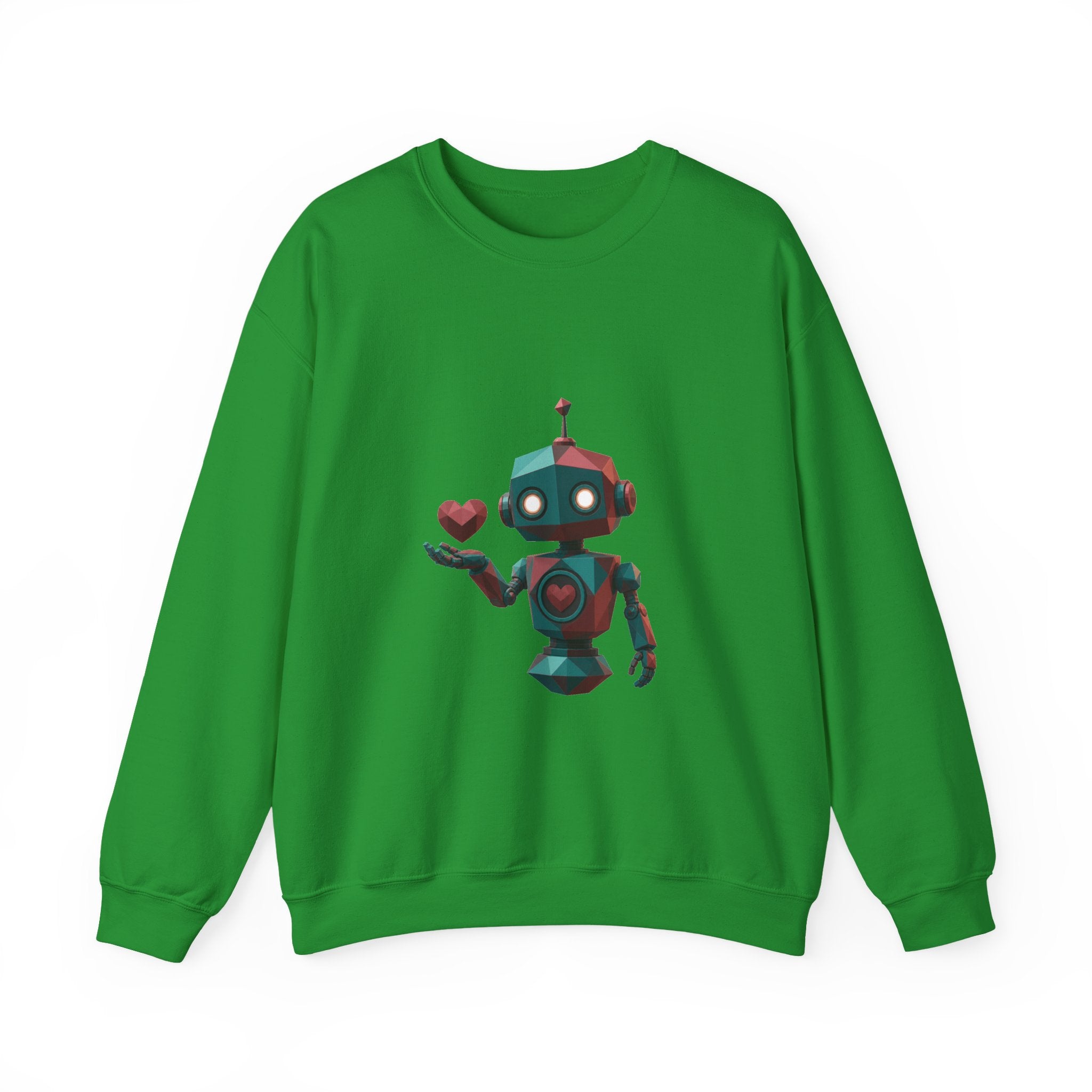 Matching Couple Sweatshirt - Robot & Heart Matching Couple Comfort Colors Crew Geometric Art His Hers Love Gift - Design A