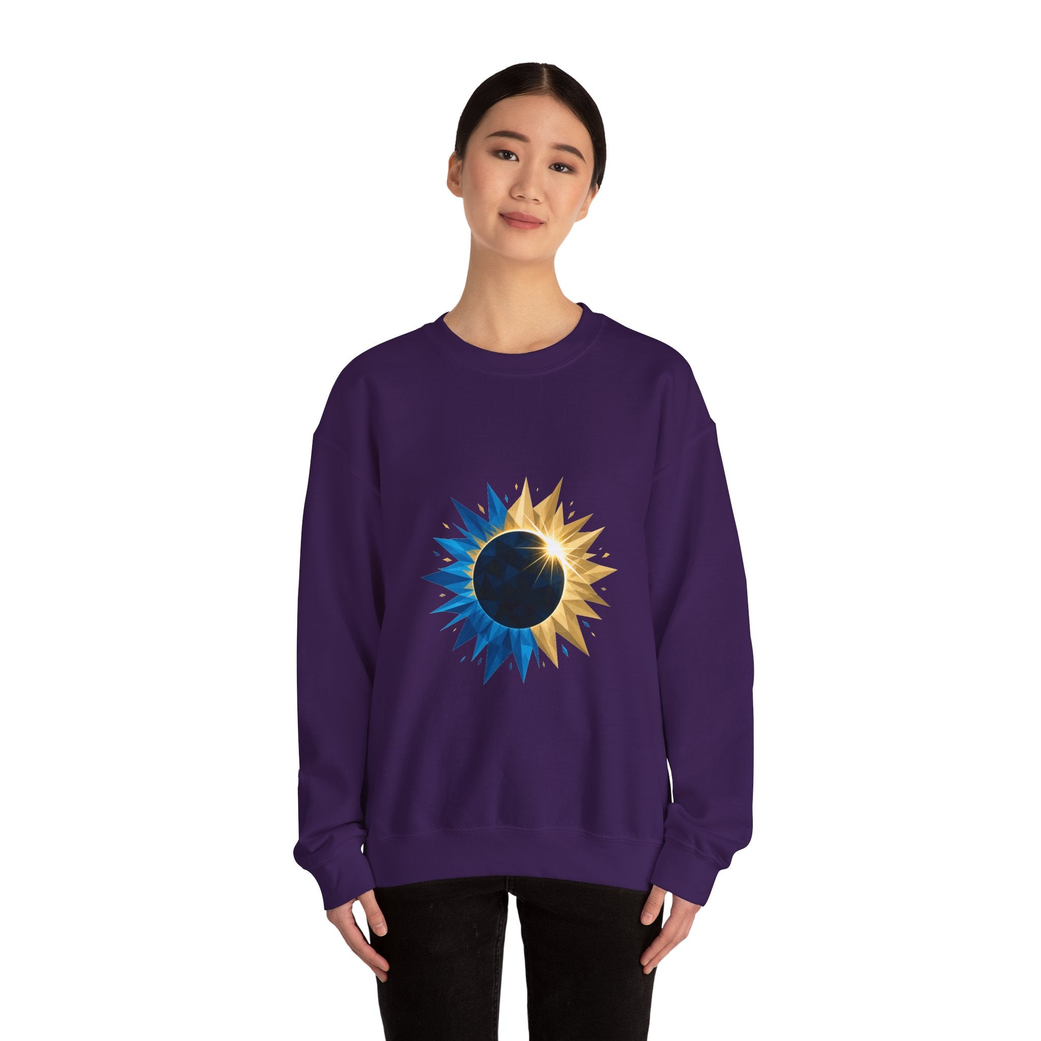 Matching Couple Sweatshirt - Solar & Lunar Eclipse Matching Couple Crewneck Sweatshirt Geometric Art His Hers Couple Gift - Design A