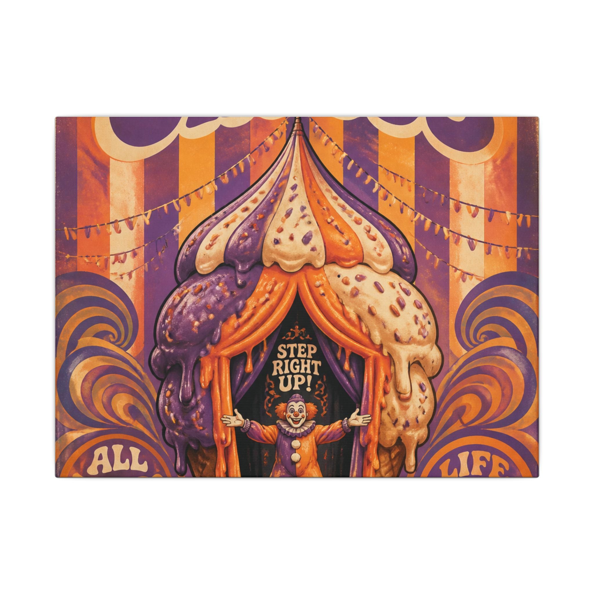 Ice Cream Cone Circus Tent Wall Art Canvas 16×20 Psychedelic Cafe Decor Maximalist Print