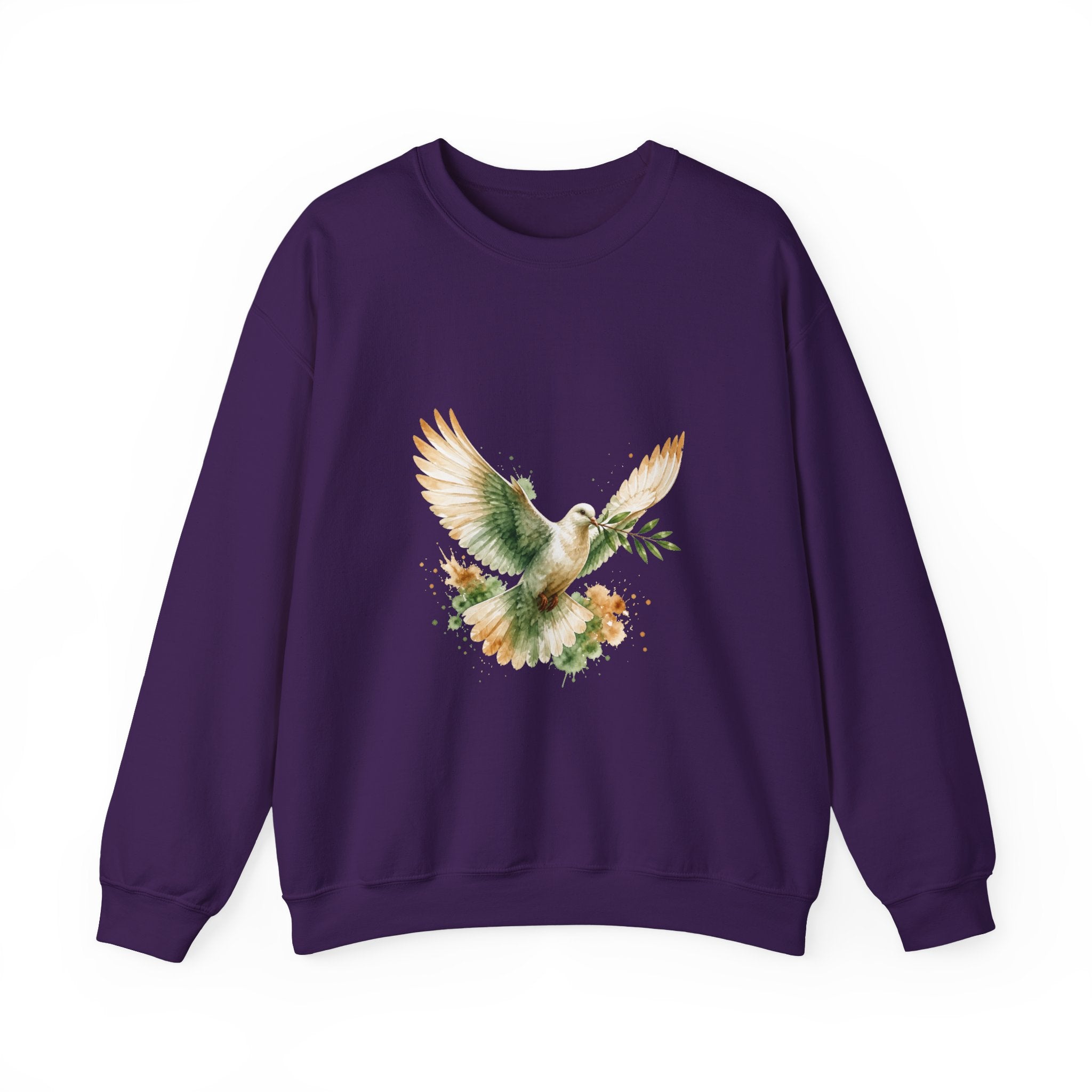 Matching Couple Sweatshirt - Wolf & Dove Matching Couple Crewneck Sweatshirt Watercolor Art His Hers Engagement Gift - Design B