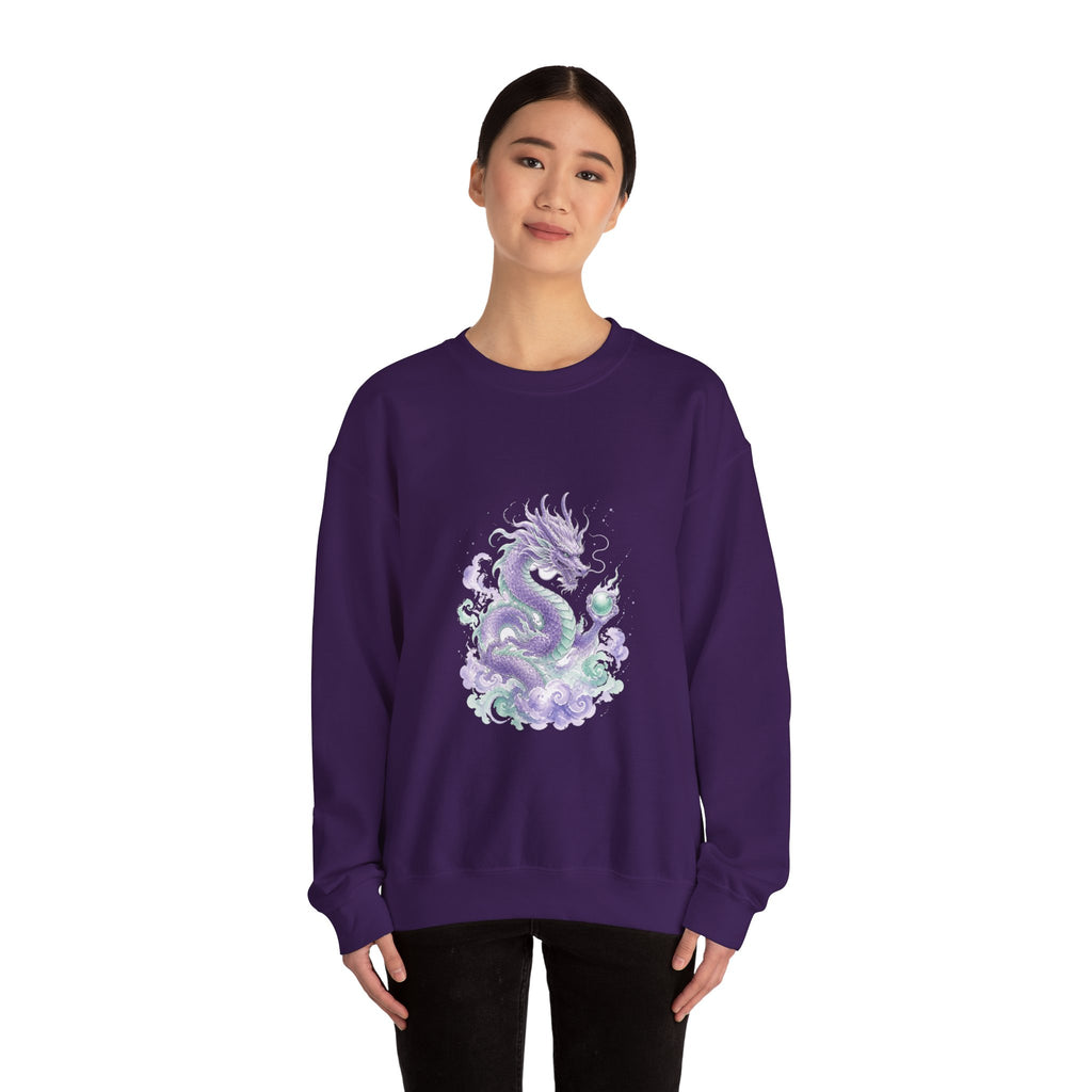 Matching Couple Sweatshirt - Dragon & Phoenix Matching Couple Crewneck Sweatshirt Watercolor Art His Hers Engagement Gift - Design A