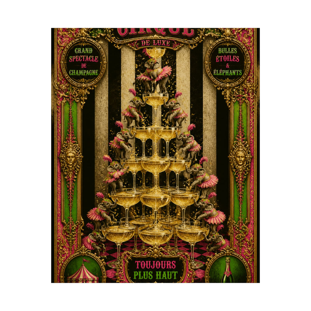 Champagne Tower Elephants Wall Art Poster 18×24 Baroque Home Office Decor Maximalist Print