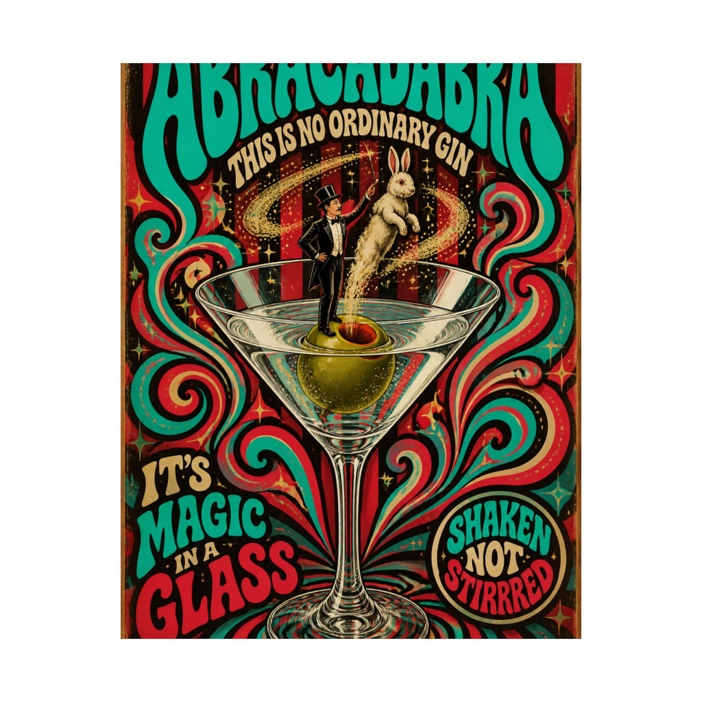 Martini Magician Wall Art Poster 24×36 Psychedelic Dining Room Decor Maximalist Print
