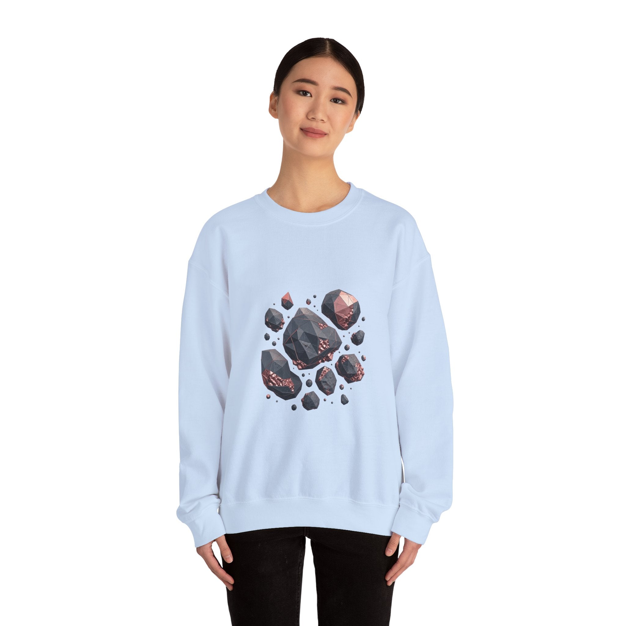 Matching Couple Sweatshirt - Comet & Asteroid Matching Couple Premium Fleece Sweatshirt Geometric Art His Hers Love Gift - Design B