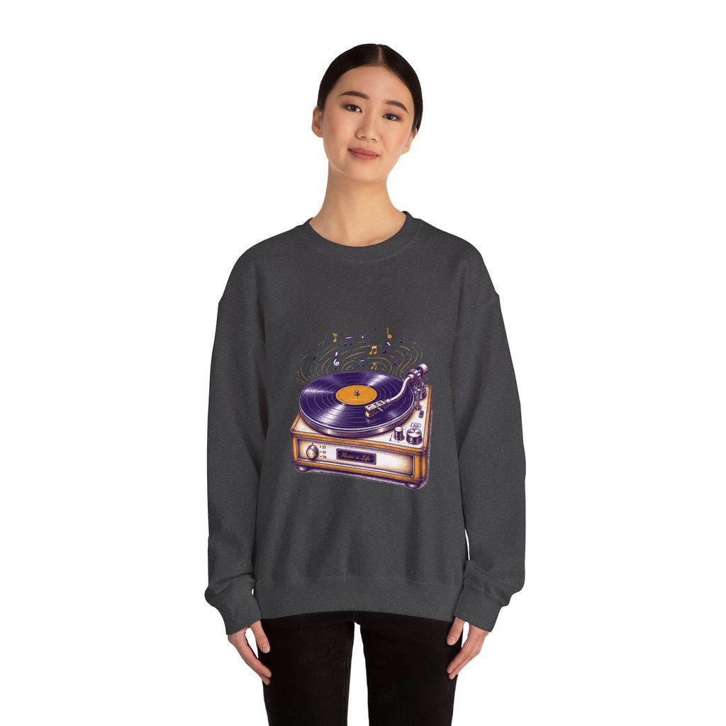 Matching Couple Sweatshirt - Vinyl & Cassette Matching Couple Premium Fleece Sweatshirt Hand-Drawn Art His Hers Anniversary Gift - Design A