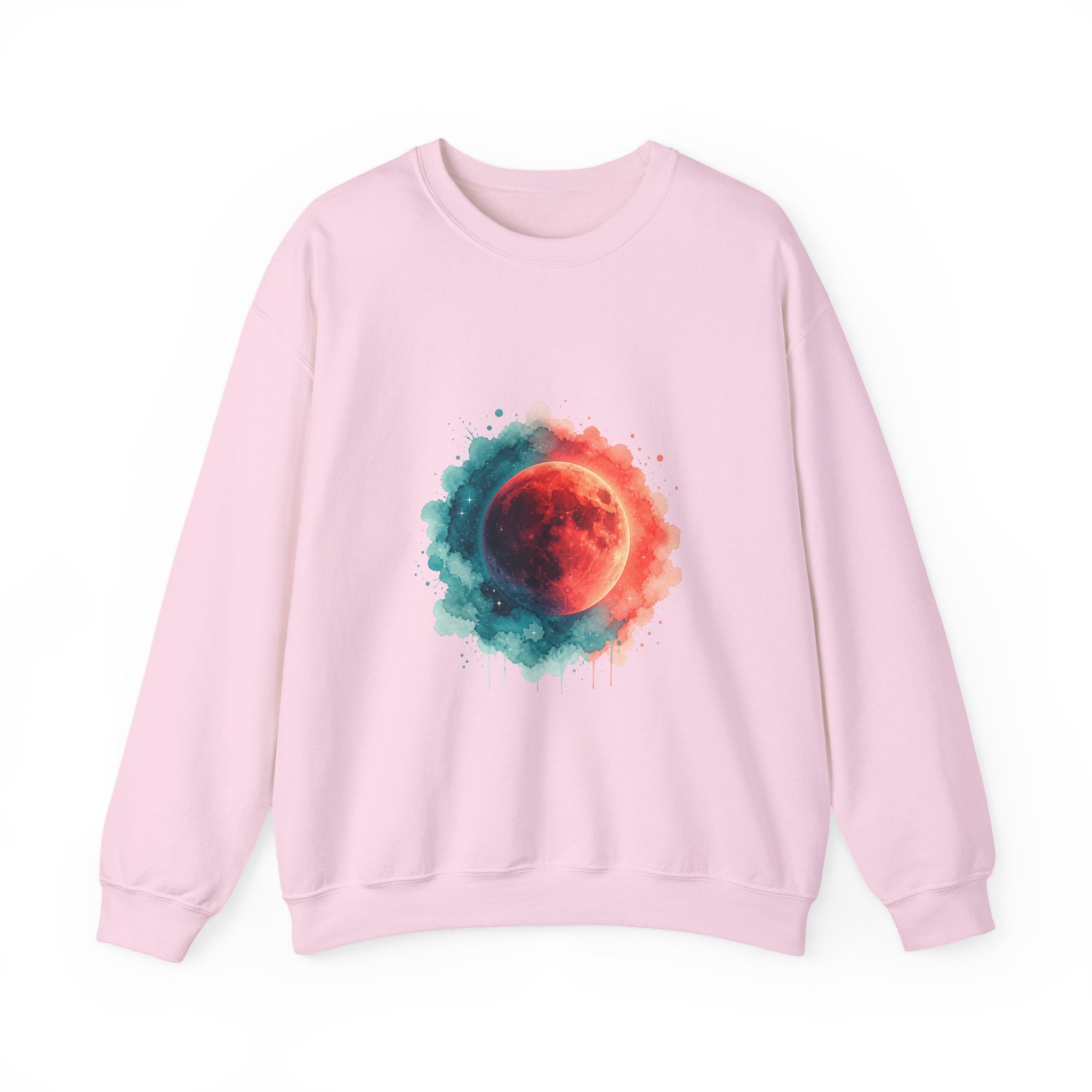 Matching Couple Sweatshirt - Solar & Lunar Eclipse Matching Couple Crewneck Sweatshirt Watercolor Art His Hers Engagement Gift - Design B