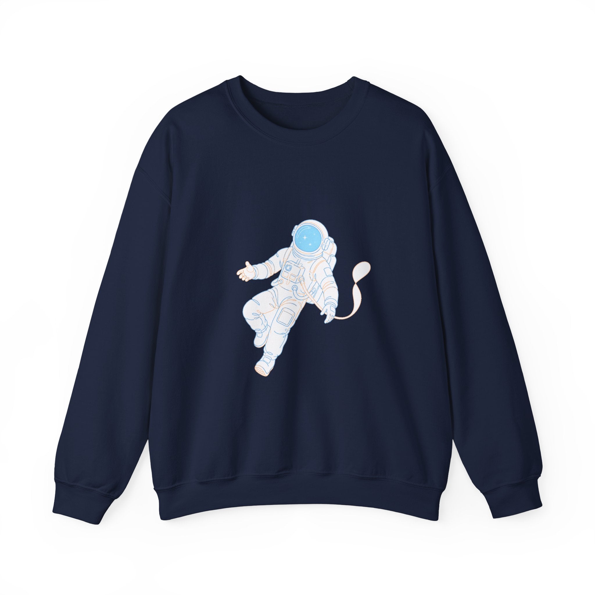 Matching Couple Sweatshirt - Astronaut & Planet Matching Couple Premium Fleece Sweatshirt Minimalist Art His Hers Christmas Gift - Design A