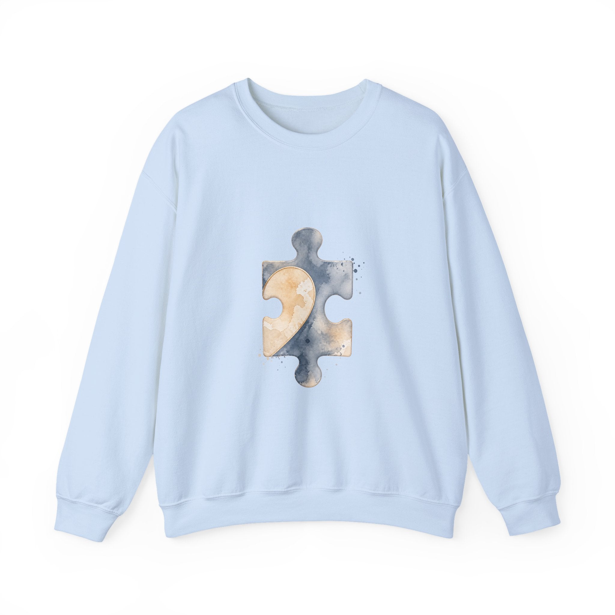 Matching Couple Sweatshirt - Puzzle Pieces Matching Couple Premium Fleece Sweatshirt Watercolor Art His Hers Birthday Gift - Design B
