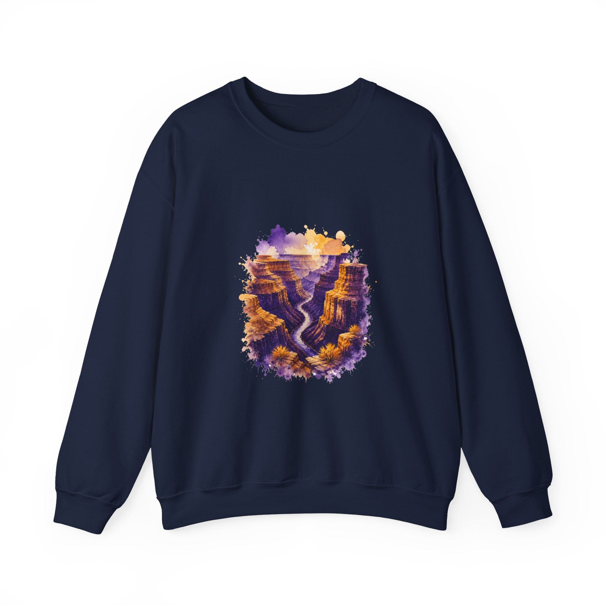 Matching Couple Sweatshirt - Lavender Fields & Canyon Matching Couple Premium Fleece Sweatshirt Watercolor Art His Hers Birthday Gift - Design B