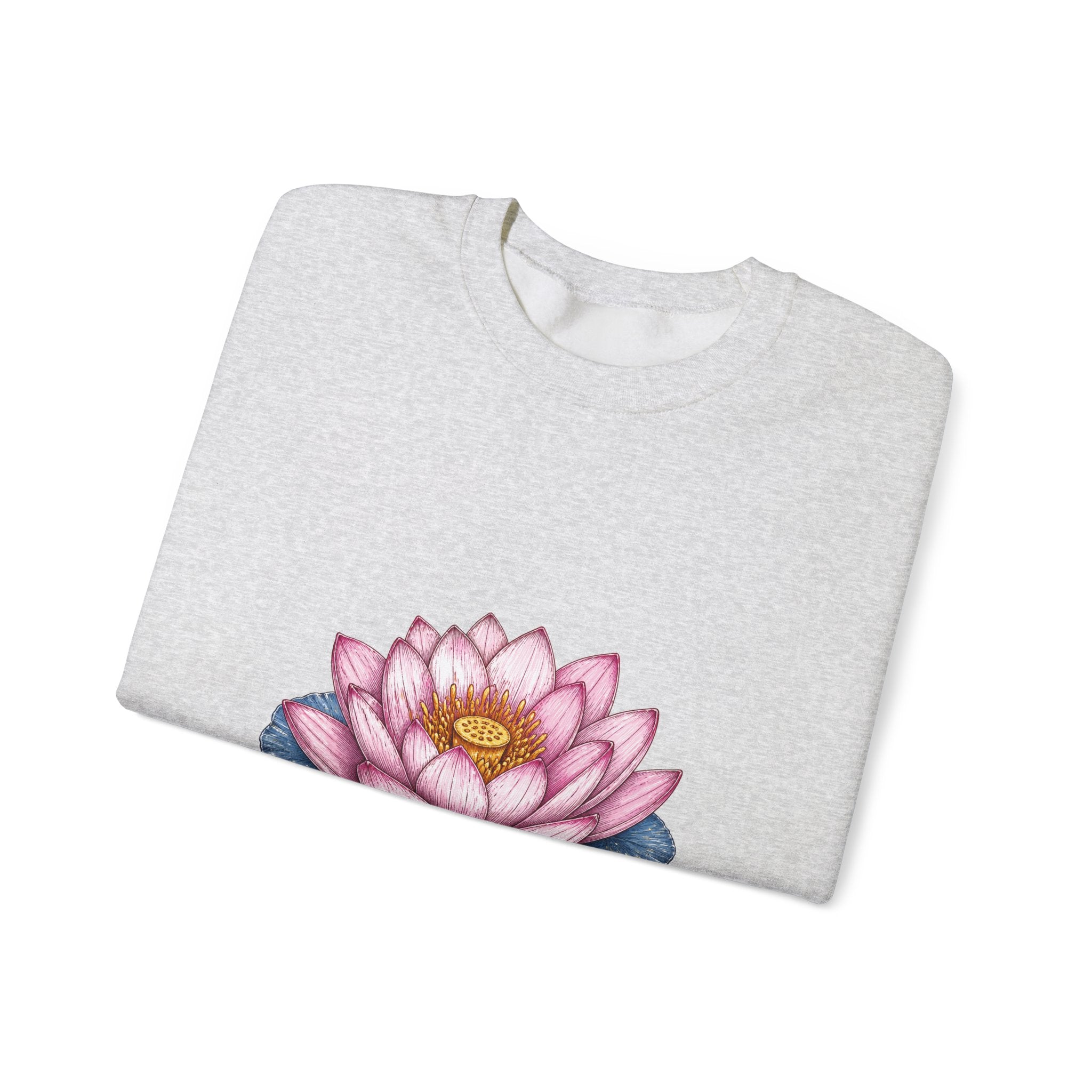Matching Couple Sweatshirt - Open & Closed Lotus Matching Couple Comfort Colors Crew Hand-Drawn Art His Hers Anniversary Gift - Design A