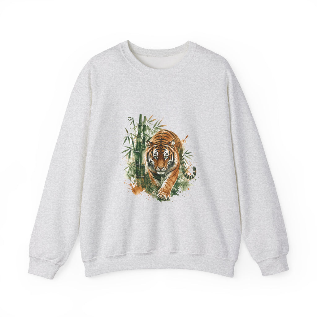 Matching Couple Sweatshirt - Tiger & Crane Matching Couple Premium Fleece Sweatshirt Watercolor Art His Hers Birthday Gift - Design A