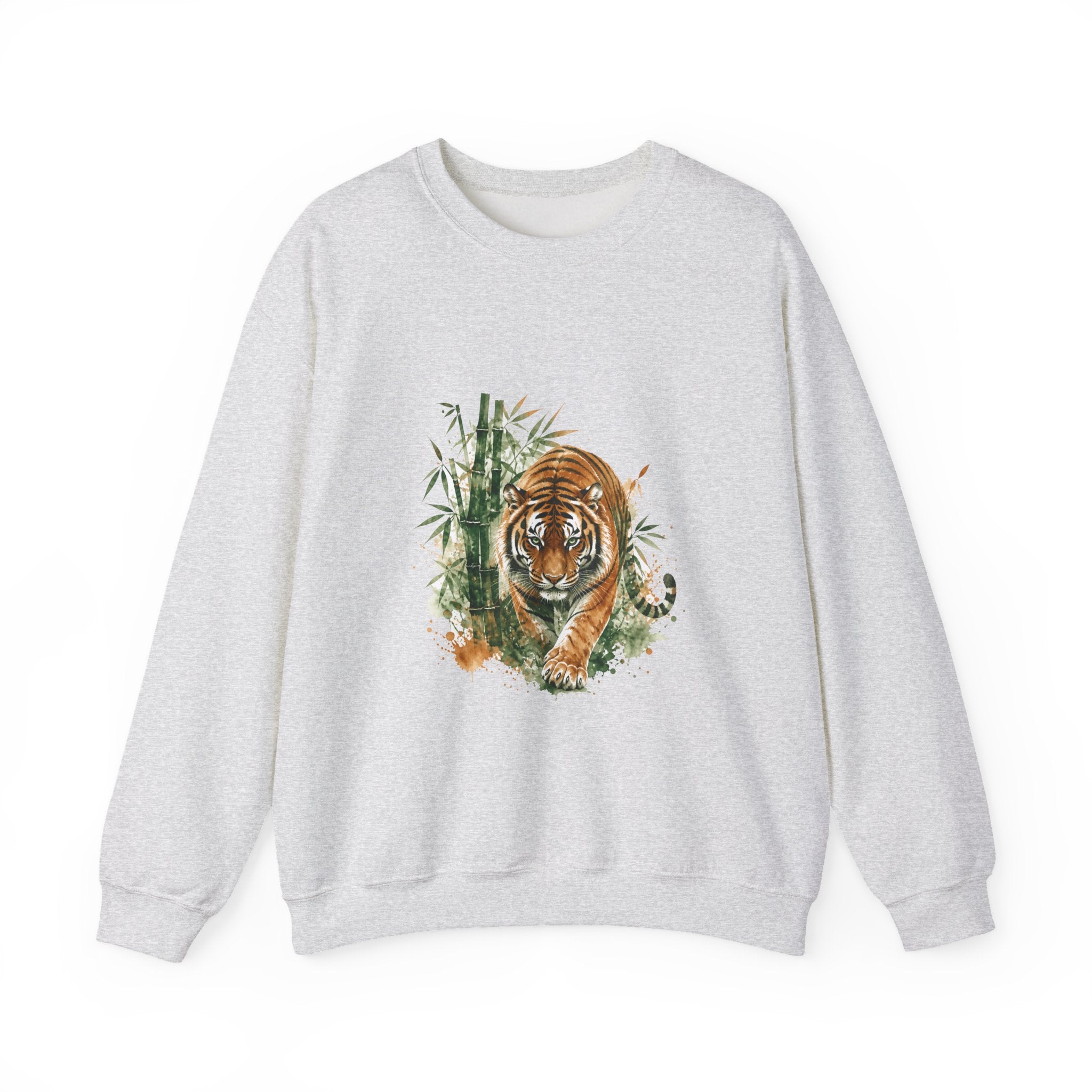 Matching Couple Sweatshirt - Tiger & Crane Matching Couple Premium Fleece Sweatshirt Watercolor Art His Hers Birthday Gift - Design A