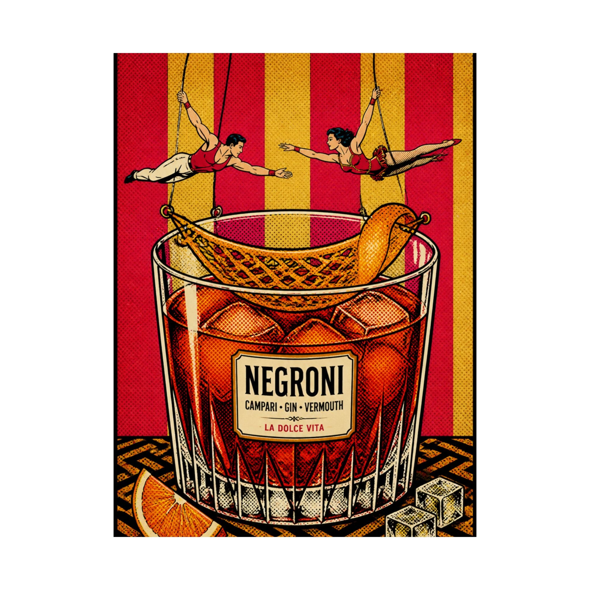 Negroni Trapeze Act Wall Art Poster 18×24 Pop Art Living Room Decor Maximalist Print
