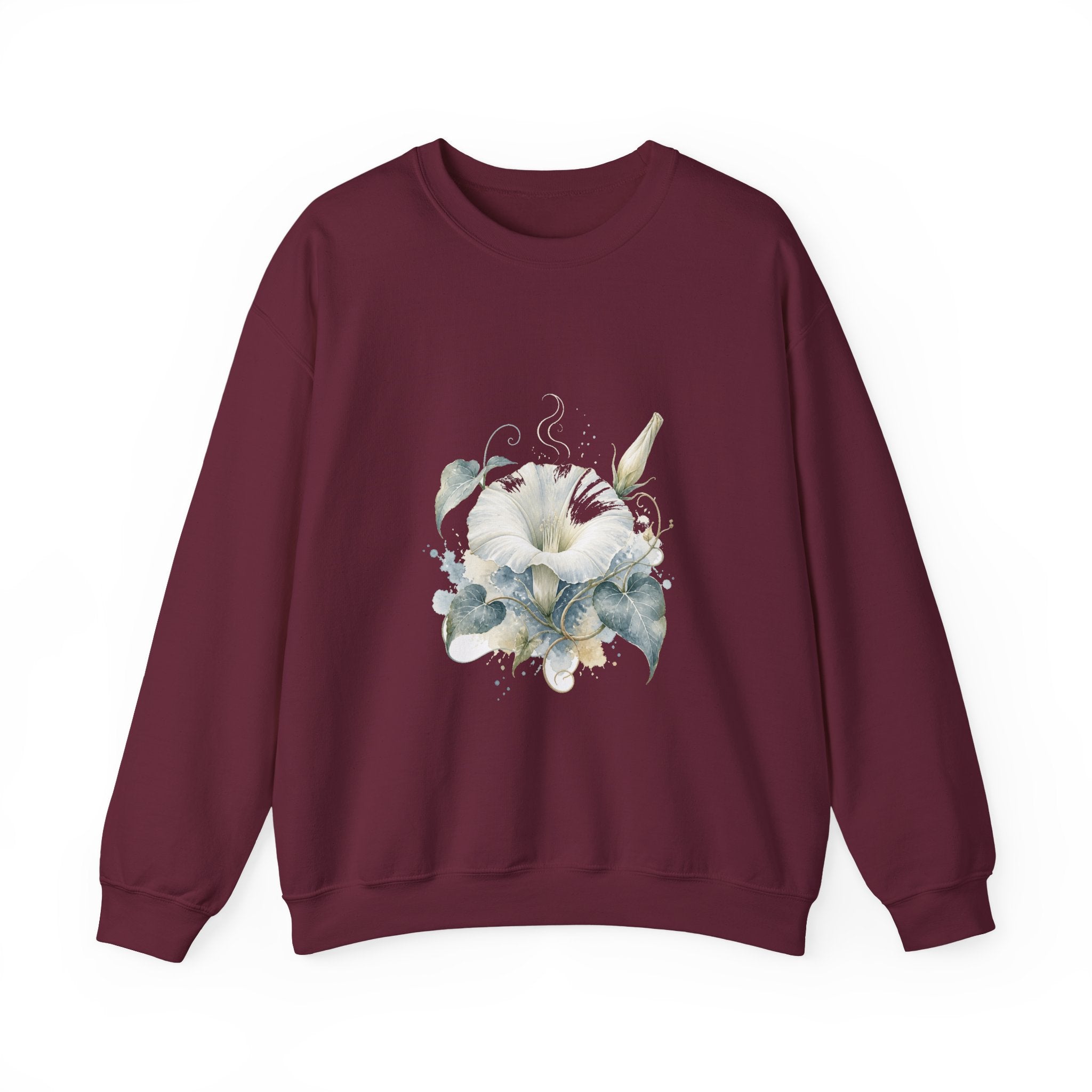 Matching Couple Sweatshirt - Sunflower & Moonflower Matching Couple Comfort Colors Crew Watercolor Art His Hers Birthday Gift - Design B