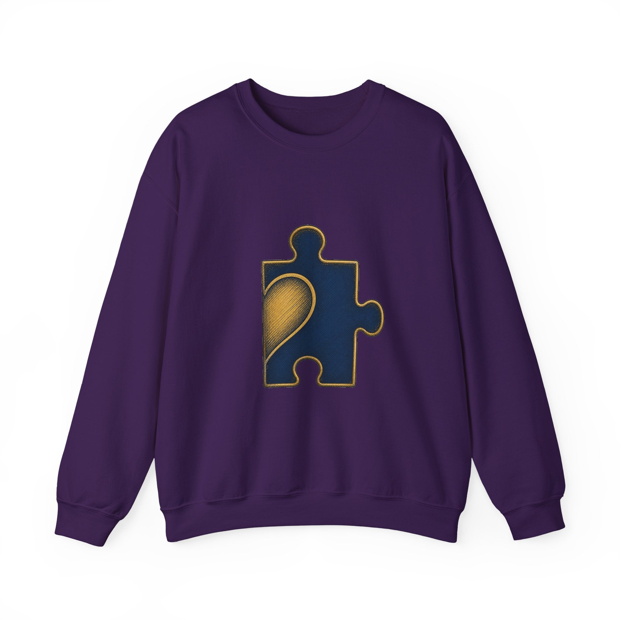 Matching Couple Sweatshirt - Puzzle Pieces Matching Couple Premium Fleece Sweatshirt Hand-Drawn Art His Hers Anniversary Gift - Design B