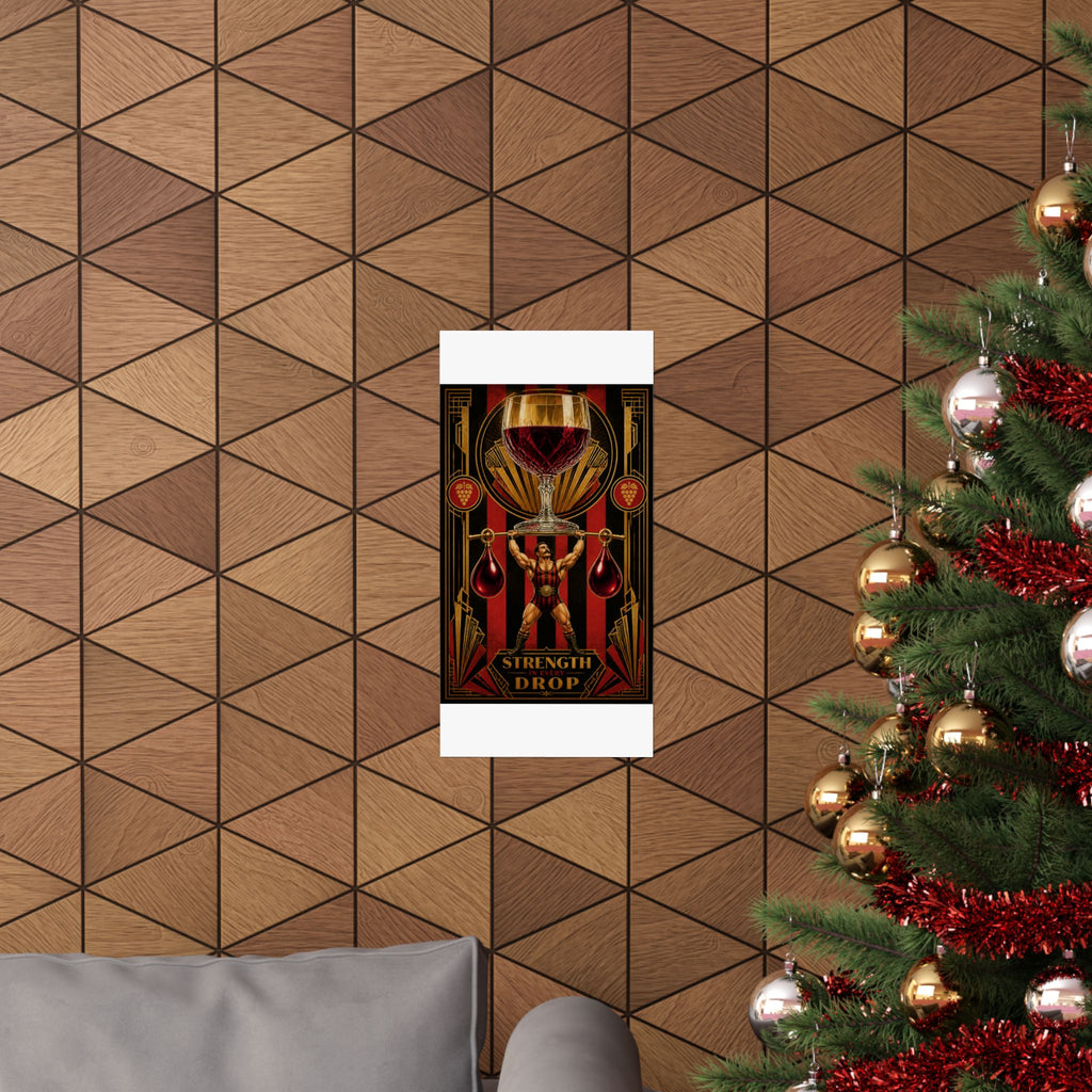 Wine Glass Strongman Wall Art Poster 18×24 Art Deco Entryway Decor Maximalist Print