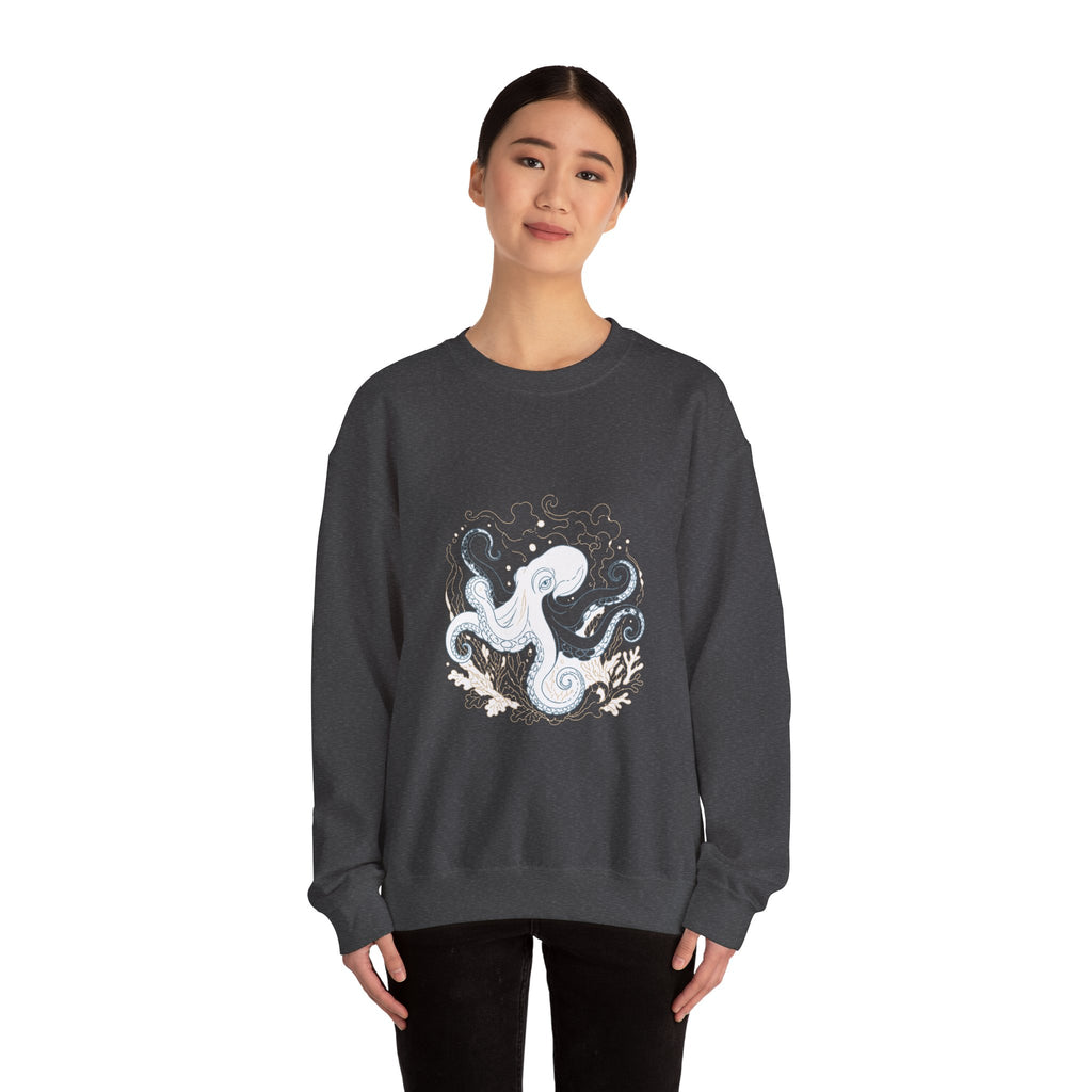 Matching Couple Sweatshirt - Octopus & Jellyfish Matching Couple Crewneck Sweatshirt Minimalist Art His Hers Valentine Gift - Design A